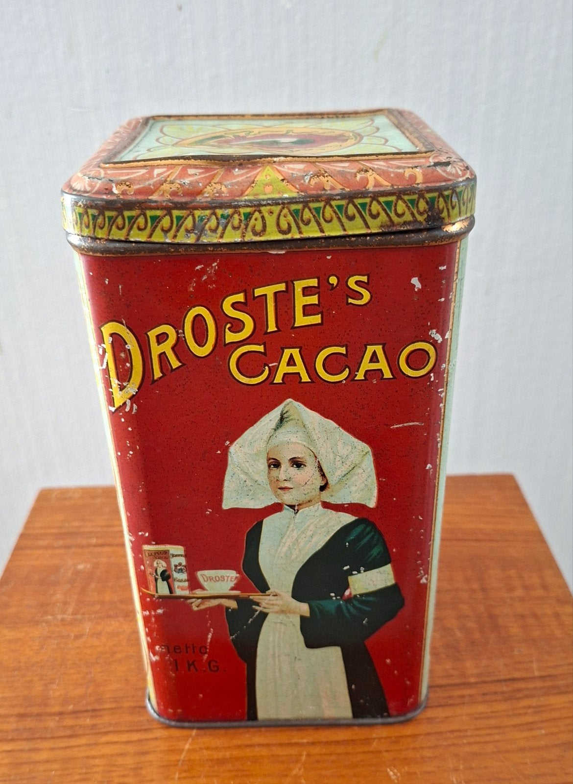 Antieke Droste's Cacao blik 1 kg met zuster, Ophalen of Verzenden, Gebruikt, Overige, Droste