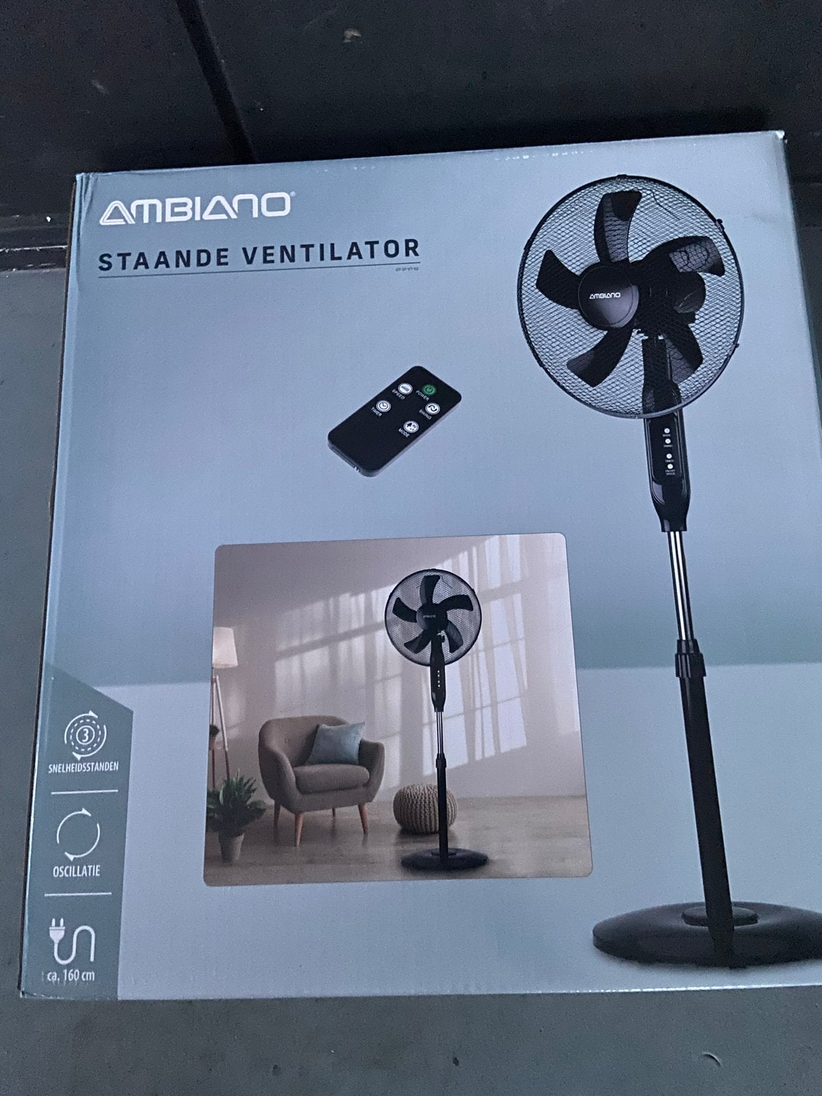 Ambiano Staande Ventilator met Afstandsbediening - Nieuw, Witgoed en Apparatuur, Ventilatoren, Ophalen of Verzenden, Ventilator met afstandsbediening