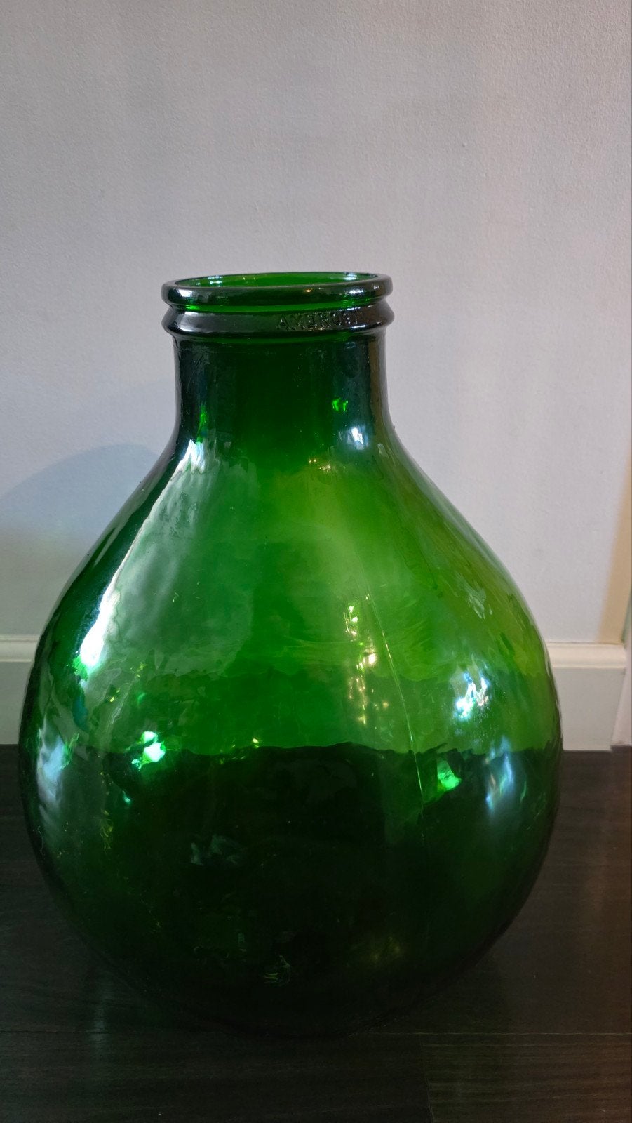 Demijohn,  Vintage groene wijnfles uit Sicilië, Antiek en Kunst, Ophalen