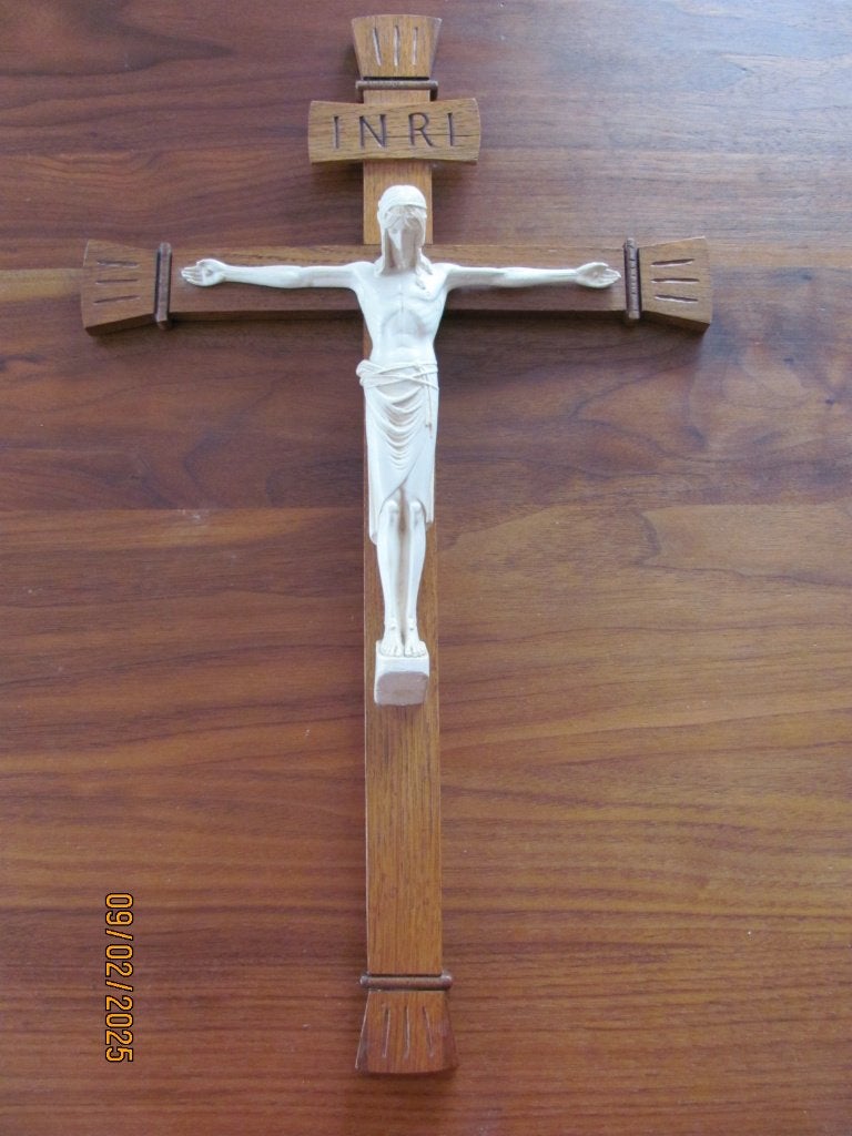 ANTIEK houten CRUCIFIX kruis ART DECO jaren 20 - 30 IZGS, Antiek en Kunst, Antiek | Religie, Ophalen of Verzenden