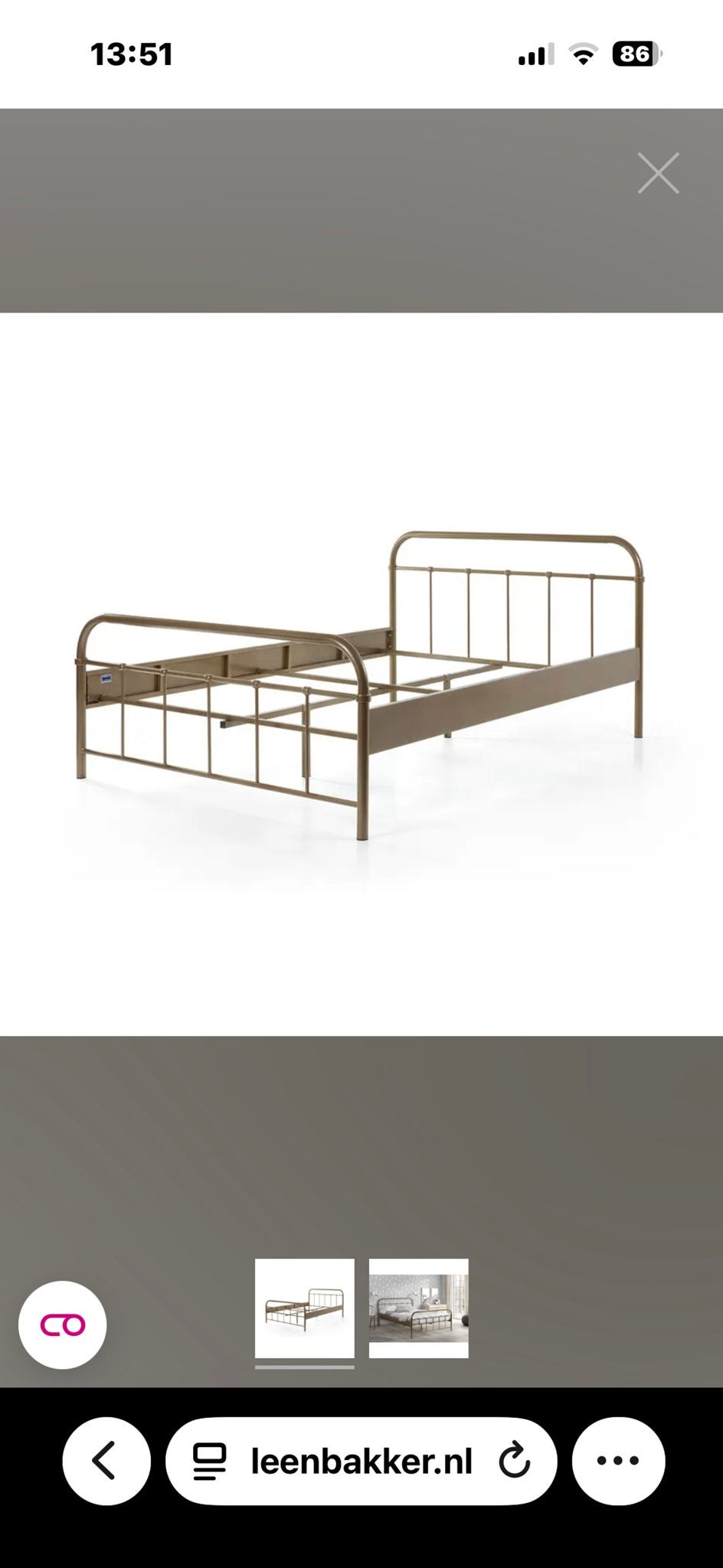 Vipack Boston bed 140x200 met lattenbodem - Zo goed als nieu, Huis en Inrichting, Slaapkamer | Bedden, Ophalen, Overige kleuren