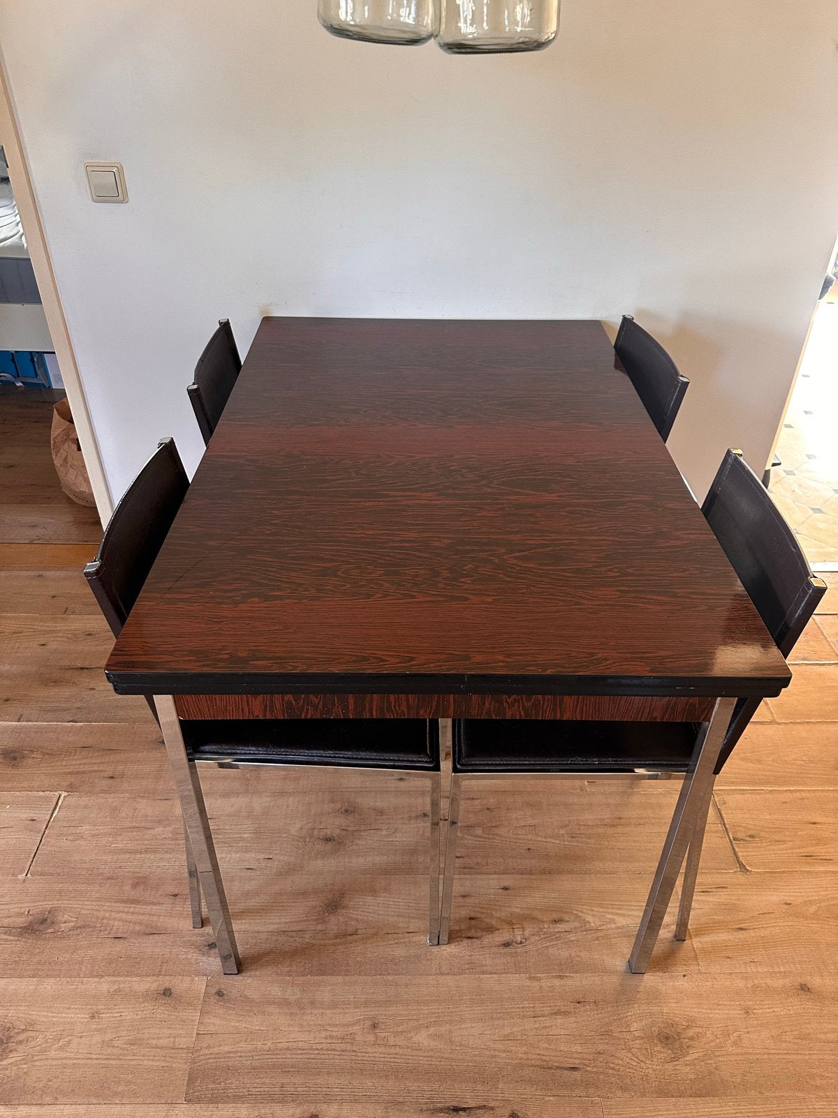 Uitschuifbare eettafel met 4 stoelen, Ophalen, Gebruikt, 50 tot 100 cm, Vier personen