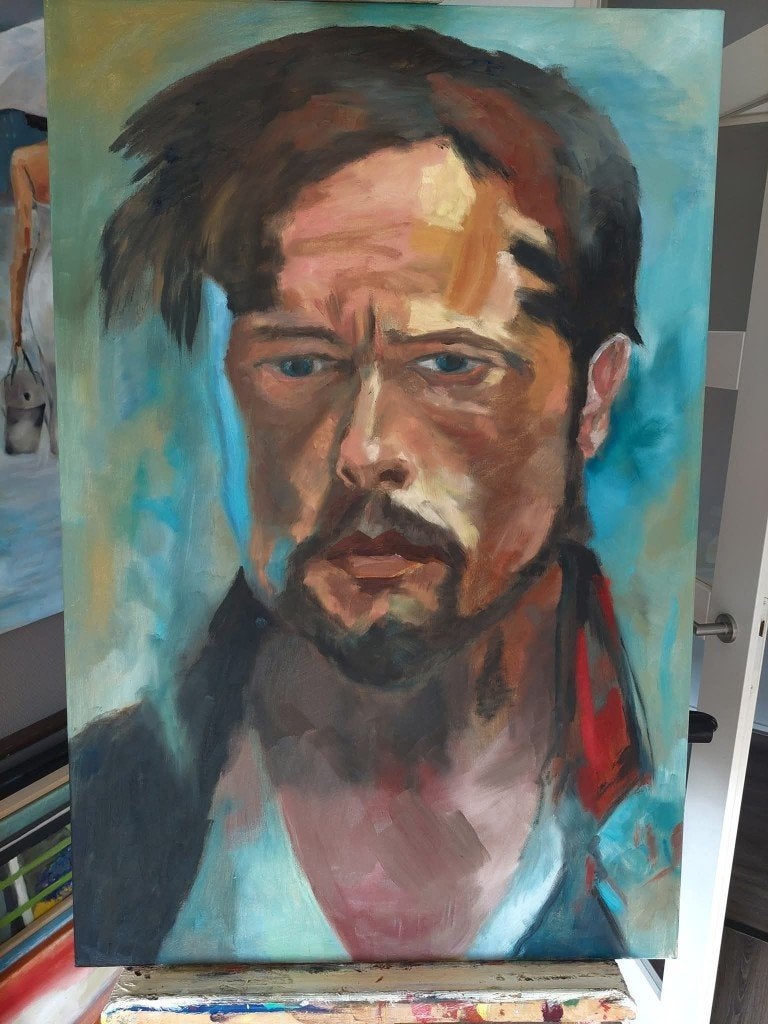Olieverf schilderij, Ophalen, Olieverf, Op houten frame, Portret