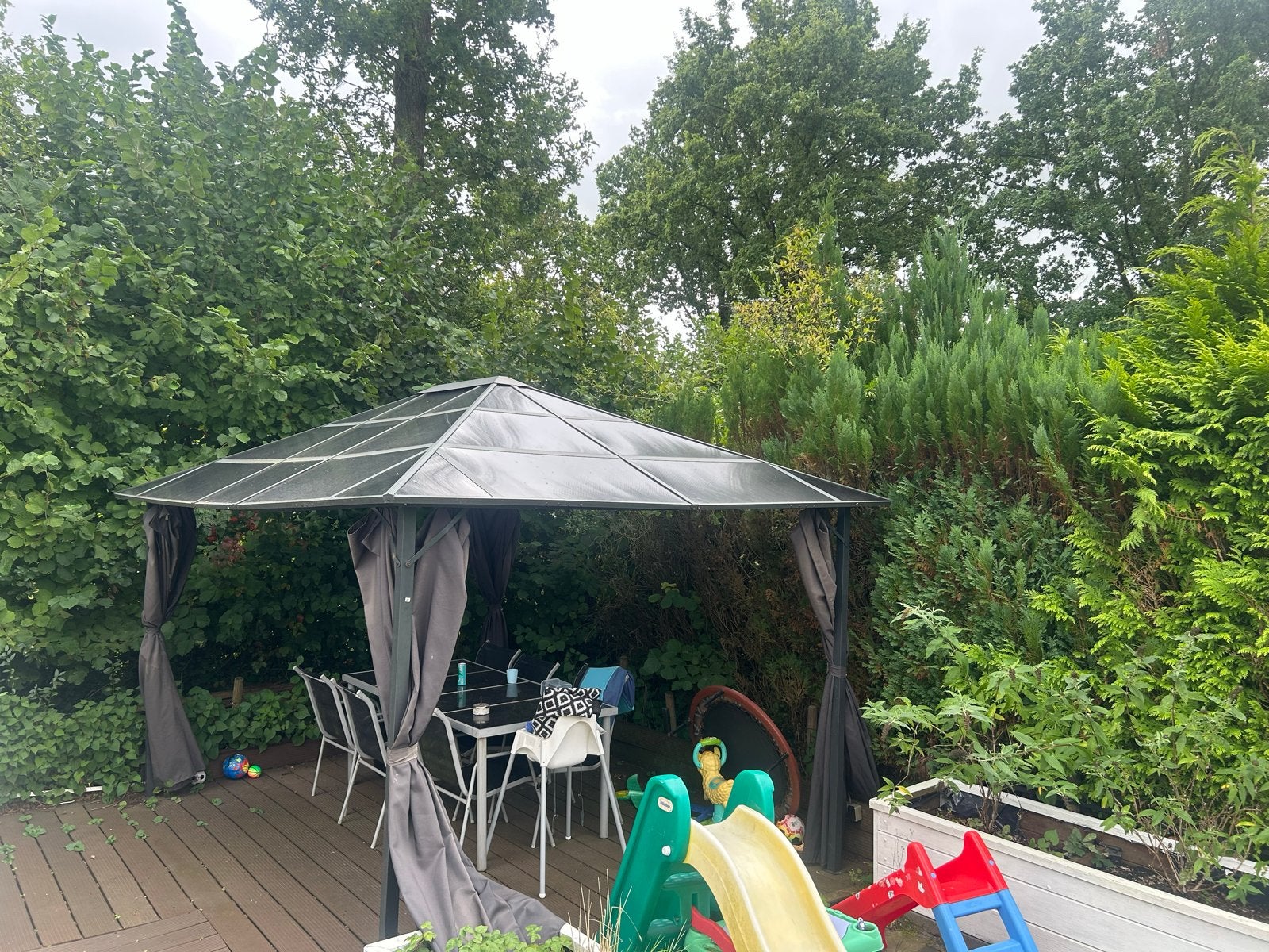 Mooi paviljoen met hardtop dak en gordijnen, Ophalen, Gebruikt, Minder dan 4 meter, Paviljoen