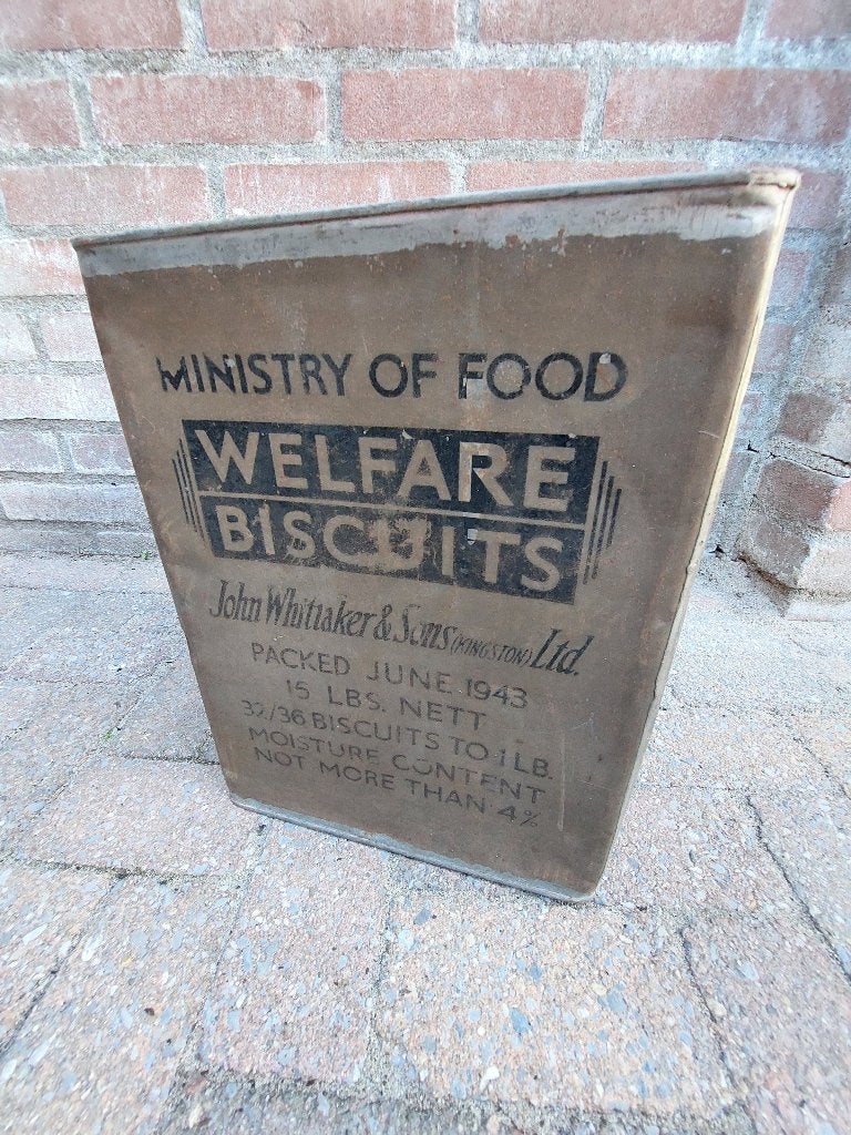 zeldzaam en net leger blik 1943 Engels koekblik Whittaker, Verzamelen, Ophalen of Verzenden, Gebruikt, Koek(jes)
