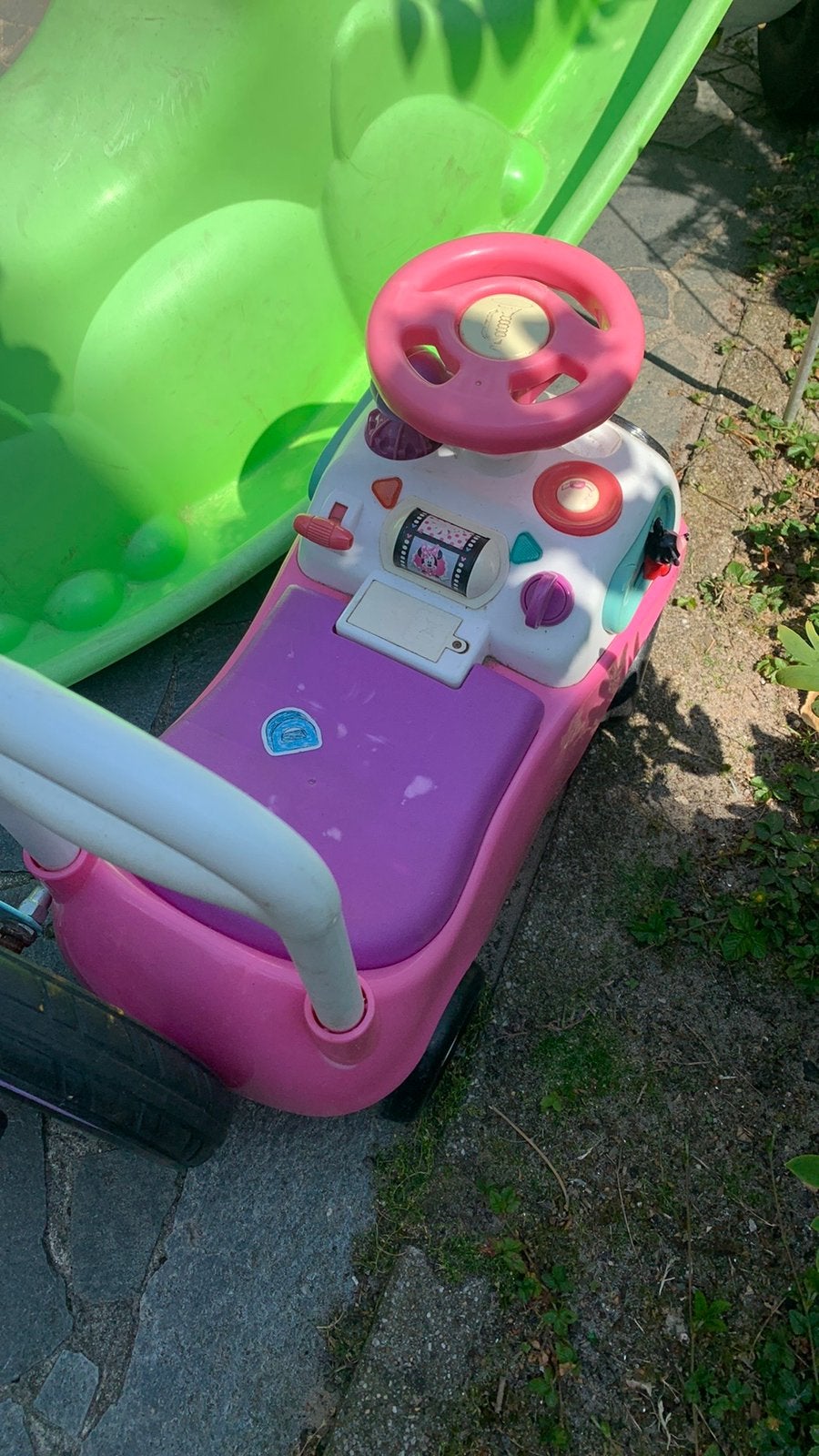 Roze loopauto met duwstang, Ophalen of Verzenden, Gebruikt, Loopvoertuig