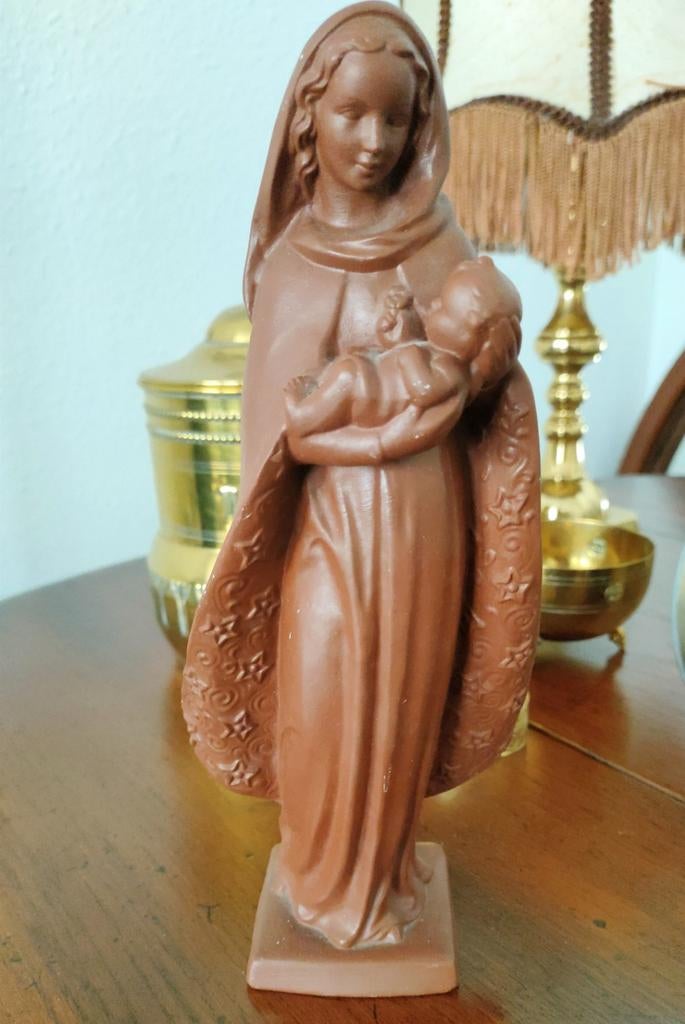 Terracotta Goebel Maria met kind beeld, Antiek en Kunst, Antiek | Religie, Ophalen
