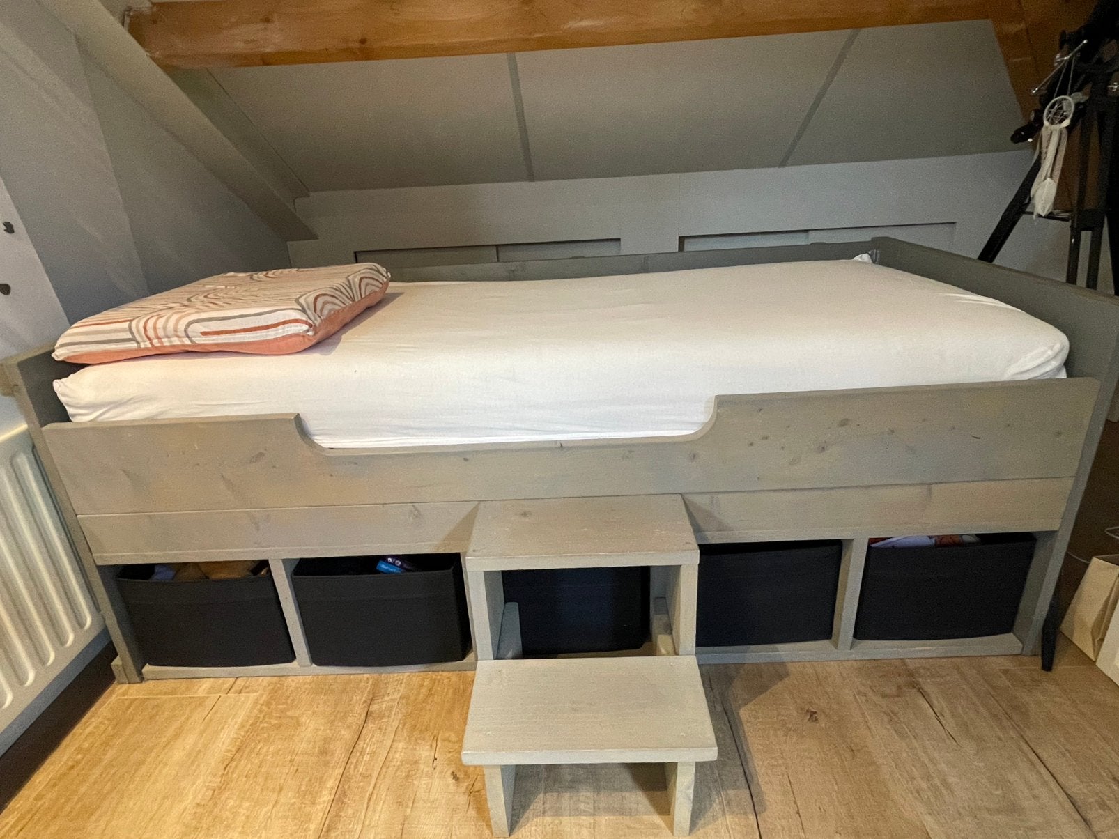 Bed 90x200, Ophalen, 90 cm, Eenpersoons, Wit