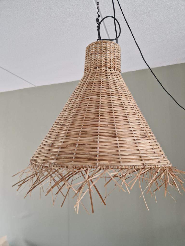 Set van 2 rieten hanglampen - Boheemse stijl, Overige materialen, Gebruikt, 50 tot 75 cm, Bohemian, Natuurlijk, Landelijk