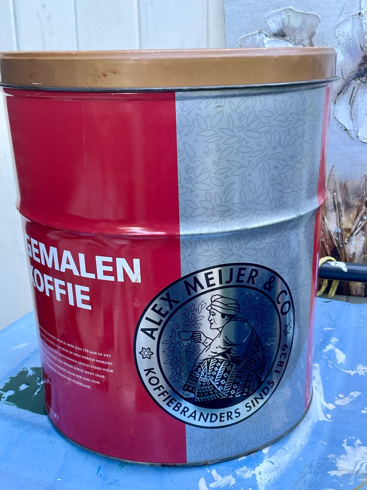 Vintage Alex Meijer & Co. Koffieblik - Roodmerk 5kg, Ophalen of Verzenden, Gebruikt