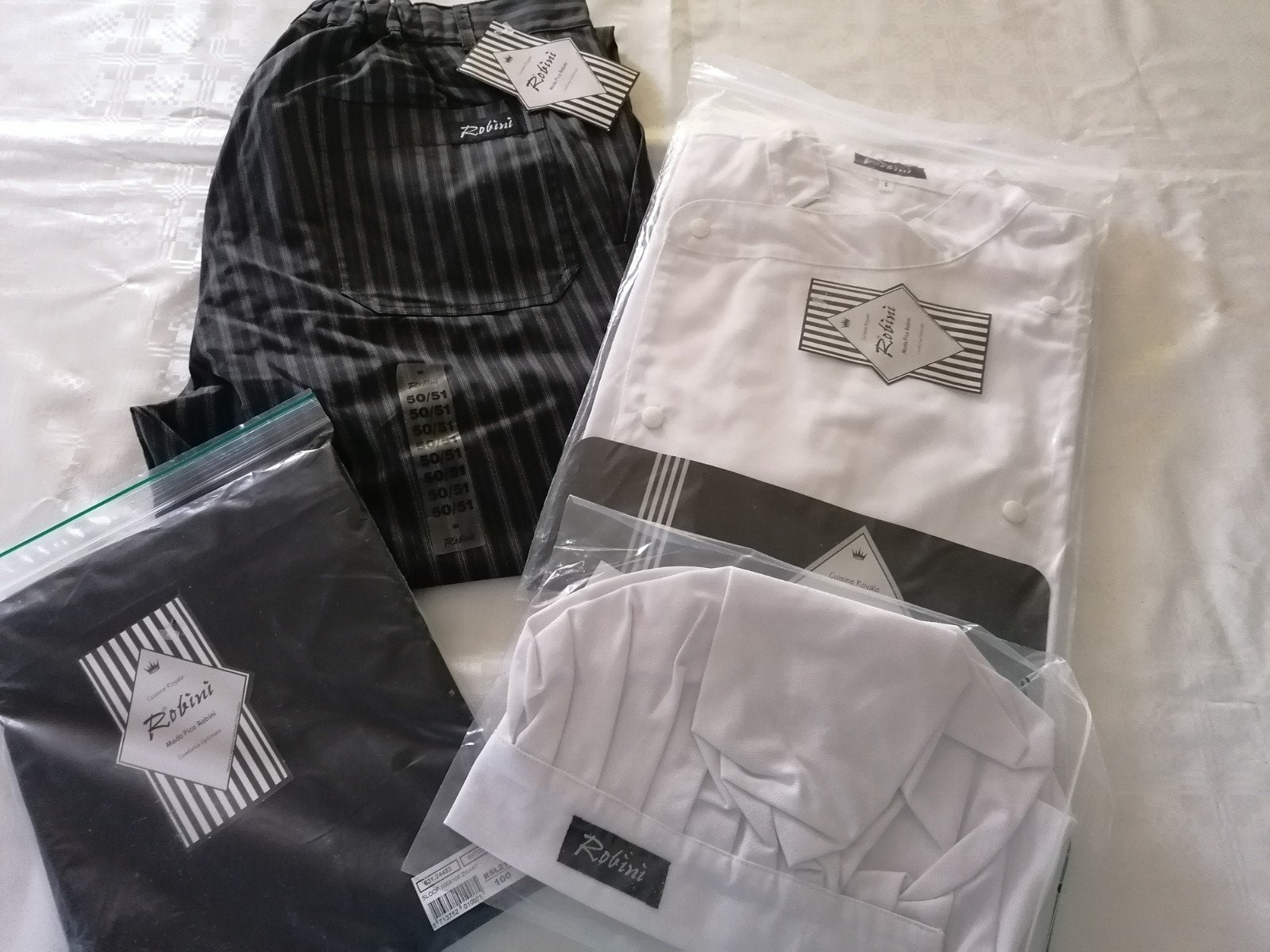 Nieuw Robini kokskleding pakket - jas, broek, muts, sloof, Ophalen of Verzenden, Nieuw
