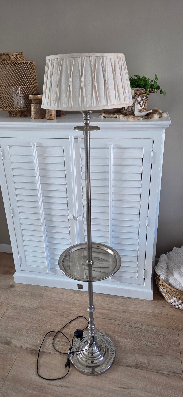 Riviera Maison Vloerlamp met dienblad, Ophalen, Gebruikt, Landelijk, Riviera Maison, E27 (groot)