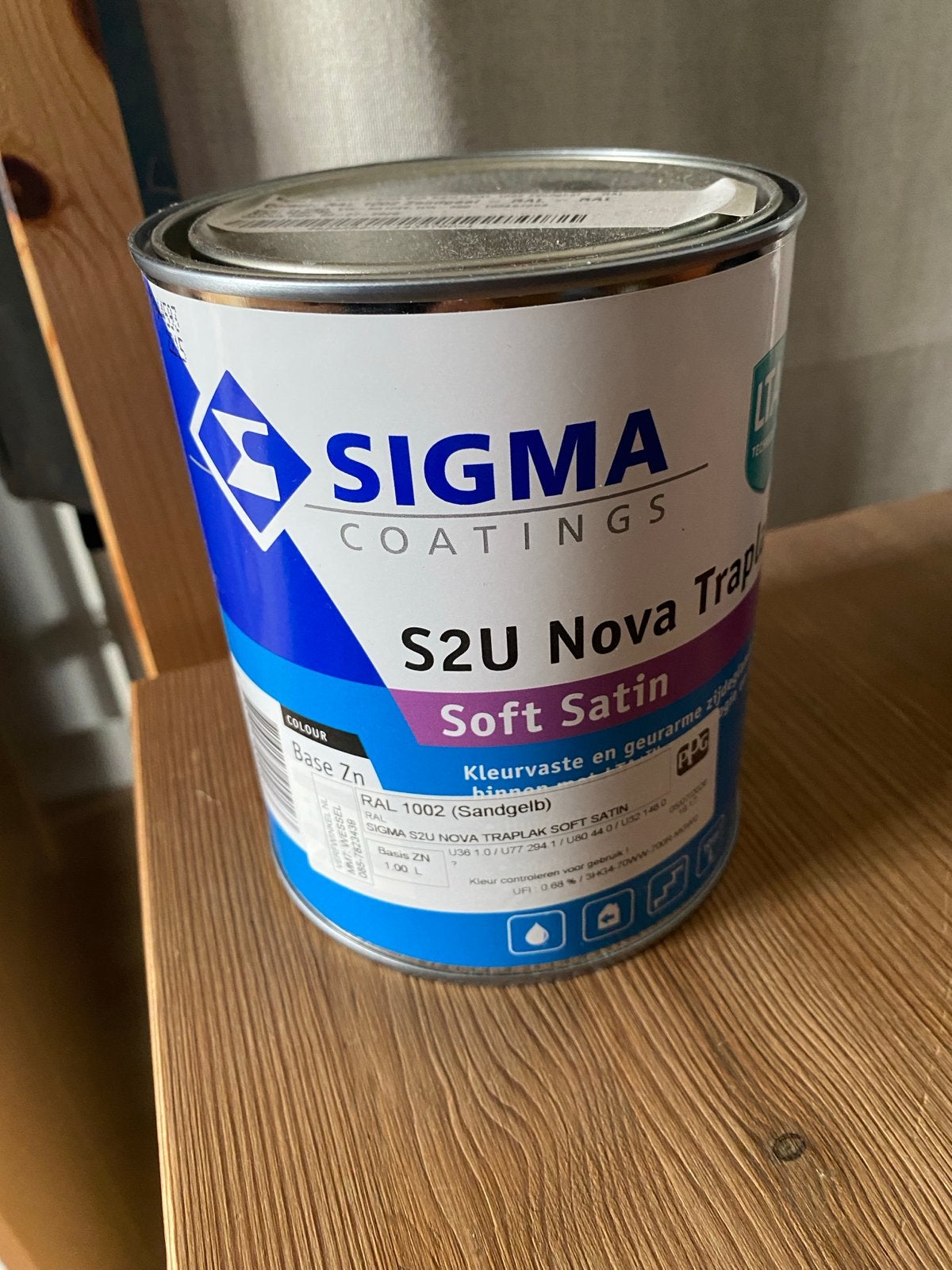 Sigma S2U Nova Traplak Soft Satin RAL 1002 Zandgeel 1L, Geel, Nieuw, Ophalen of Verzenden, Lak