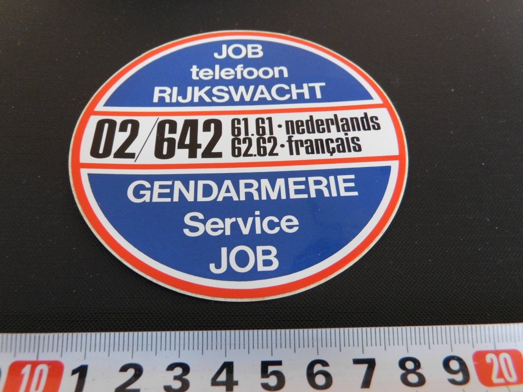 sticker Politie Rijkswacht Gendarmerie  Job telefoon *, Ophalen, Zo goed als nieuw