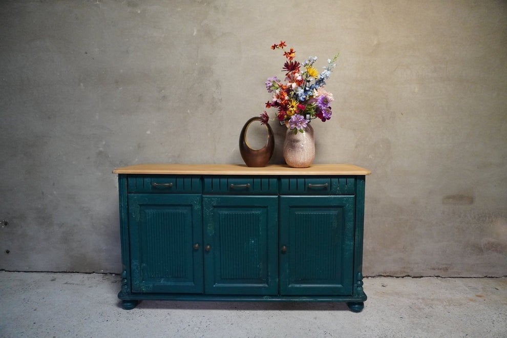 Prachtig stoer dressoir met opbouw, Huis en Inrichting, Ophalen, Zo goed als nieuw, 25 tot 50 cm, Met lade(s)