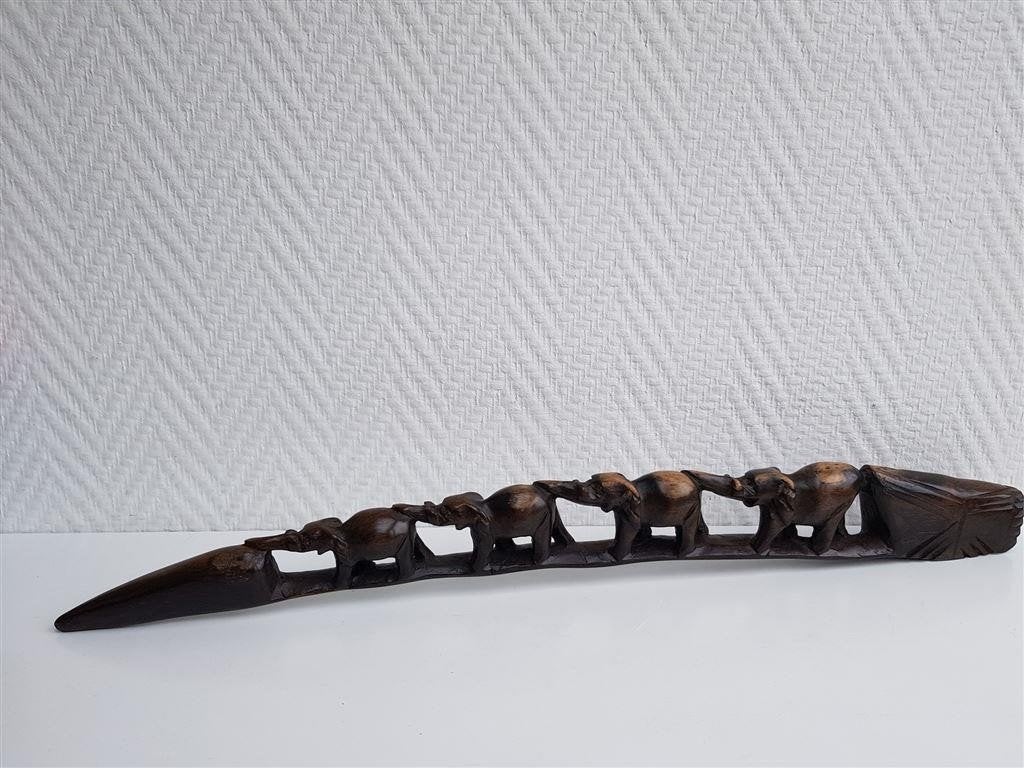 houten olifantenrij, 50 cm,4 olifantjes, Verzenden