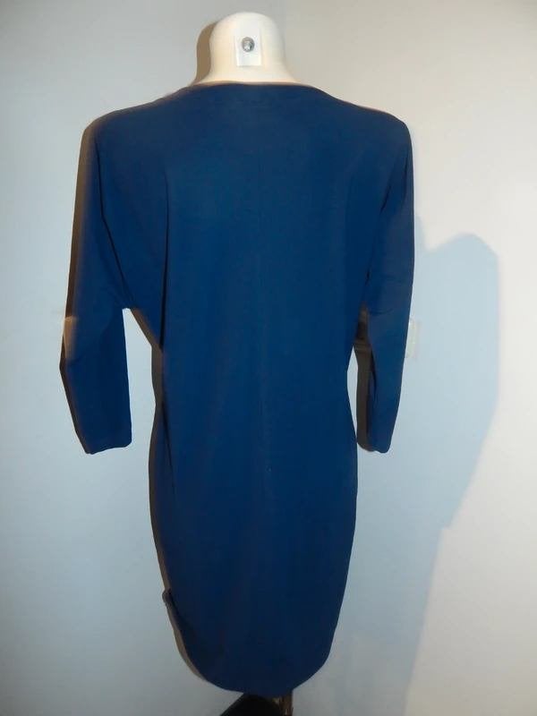 Ladress stretch travel stof jurk donker blauw basic M, Kleding | Dames, Jurken, Maat 38/40 (M), Zo goed als nieuw, Knielengte