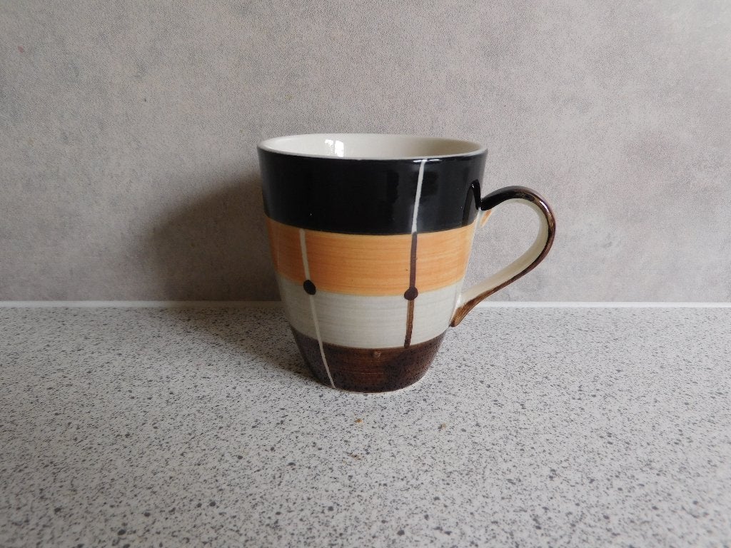 Senseo mok 150 ml. Bruin Vakken Vic's Handpainted, Overige merken, Zo goed als nieuw, Overige stijlen, Porselein