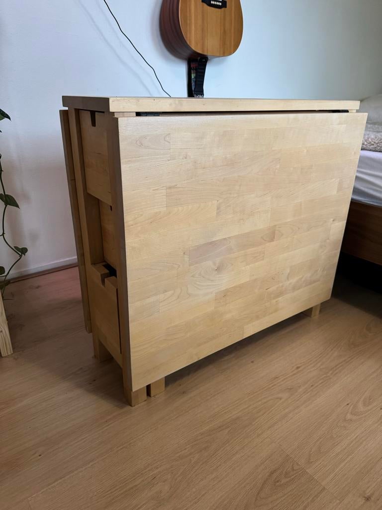 IKEA NORDEN klaptafel van berkenhout, Ophalen, 100 tot 150 cm, 50 tot 100 cm, Zo goed als nieuw