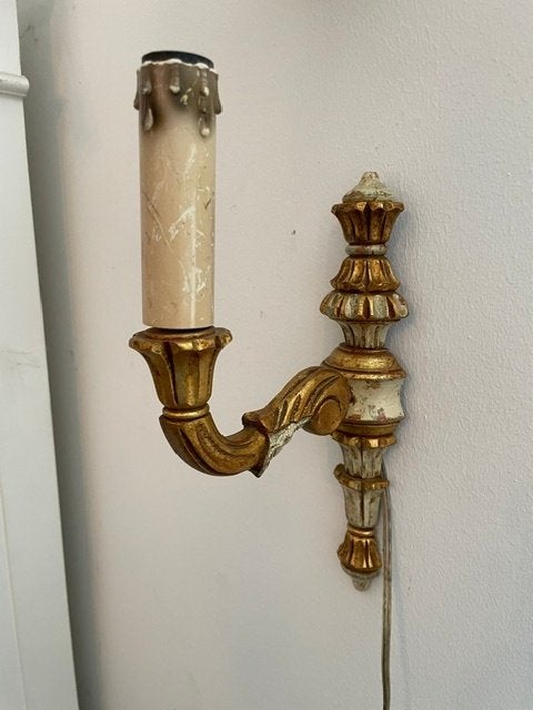 Vintage brocante barok muurlampje. Goud en creme, Ophalen