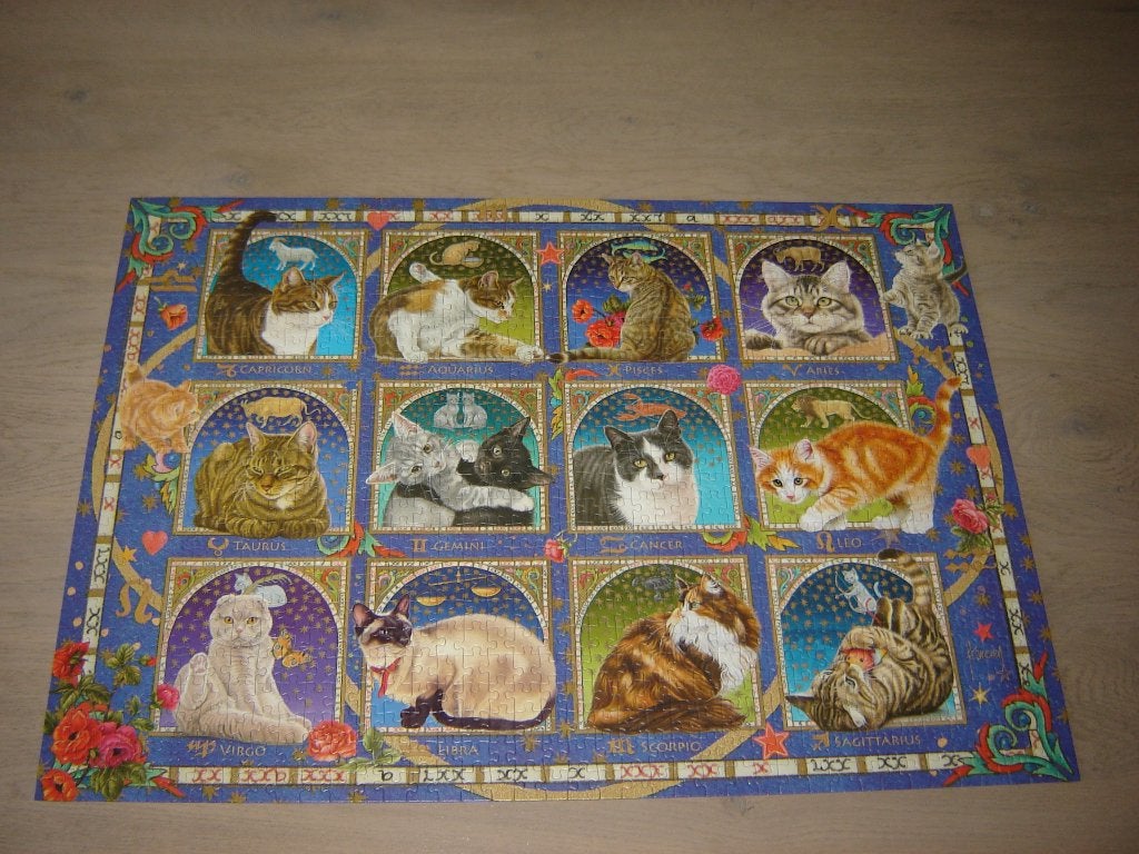 Puzzel Jumbo KATTEN HOROSCOOP 1000 st., Ophalen of Verzenden, 500 t/m 1500 stukjes, Zo goed als nieuw, Legpuzzel