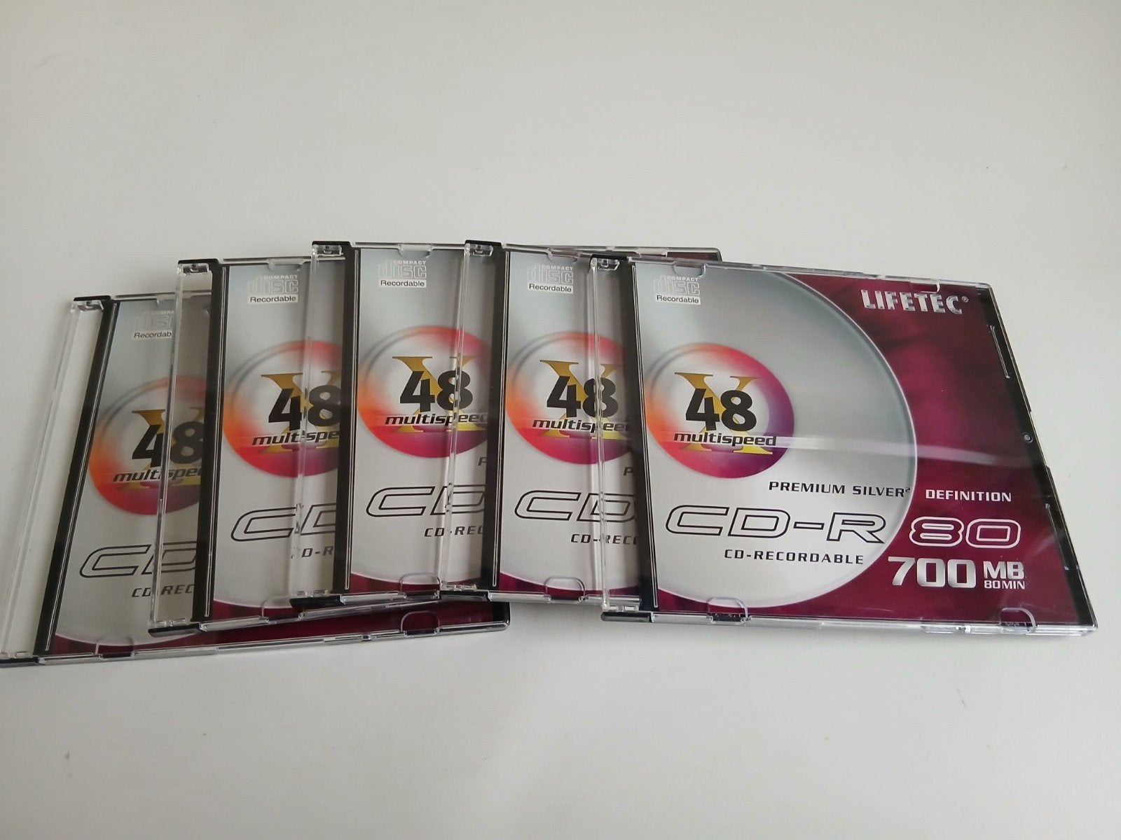 Vijf nieuwe CDR 80 700 mb cd recordable van lifetec, Computers en Software, Beschrijfbare discs, Ophalen of Verzenden, Nieuw