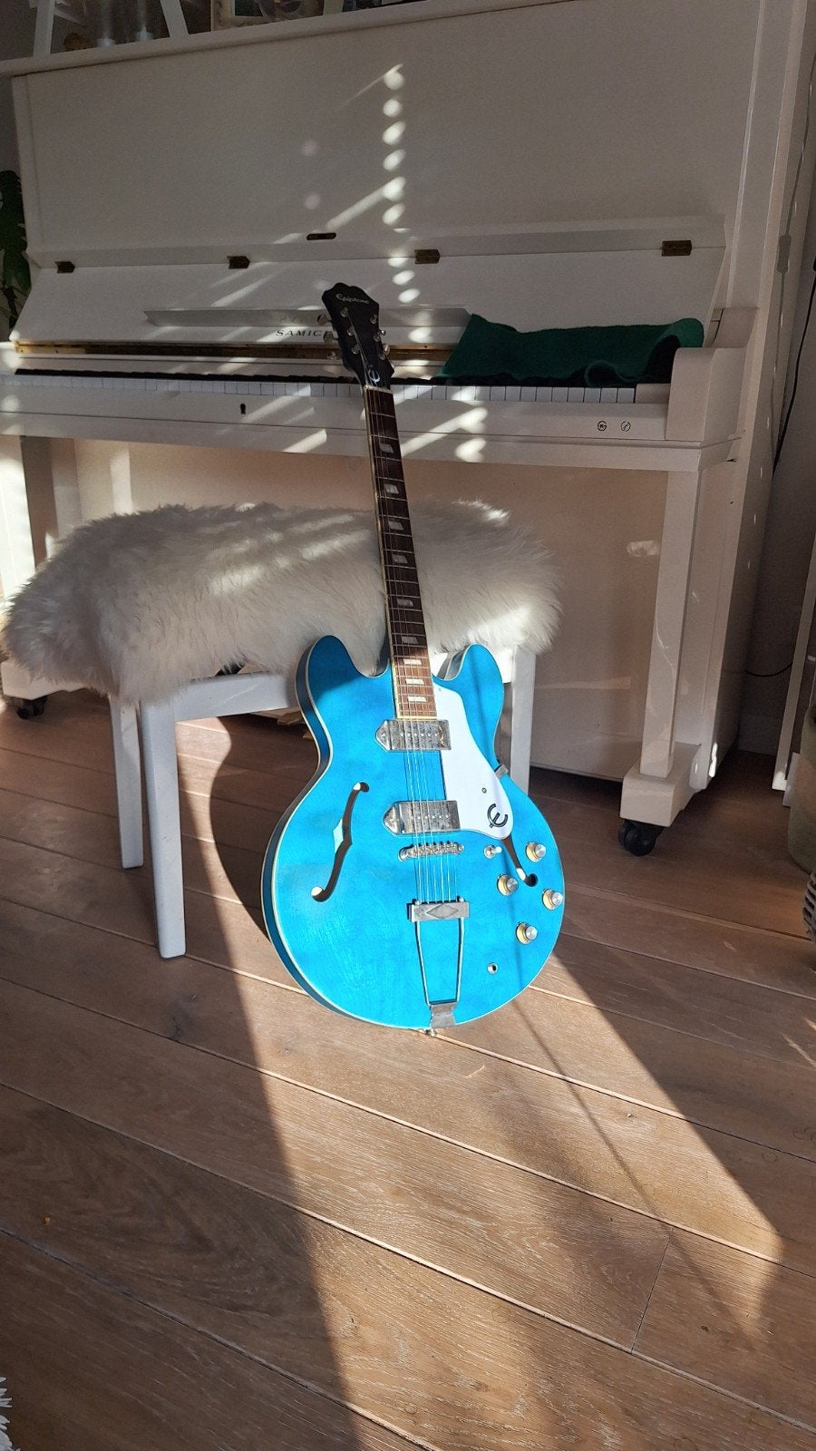 Epiphone Casino Denim Blue - Goede staat, incl. Gigbag, Ophalen of Verzenden, Gebruikt, Hollow body, Epiphone