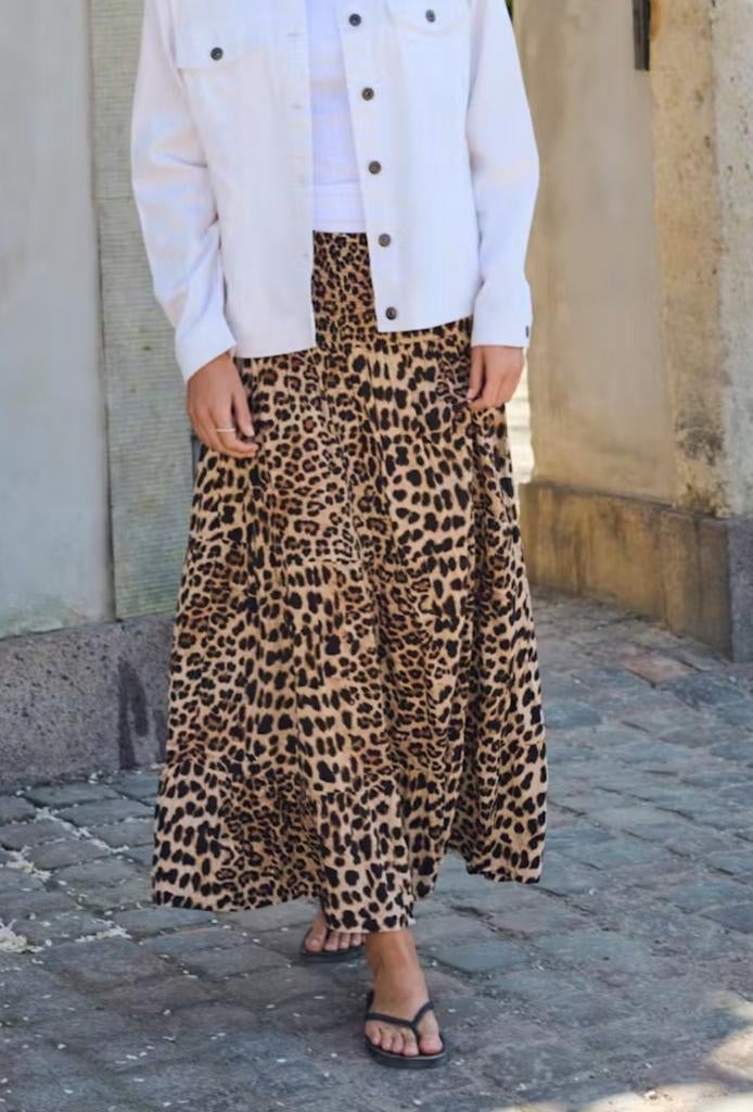 Kaffe leopard smock rok mt M/L ZGAN, Maat 38/40 (M), Bruin, Verzenden, Kaffe