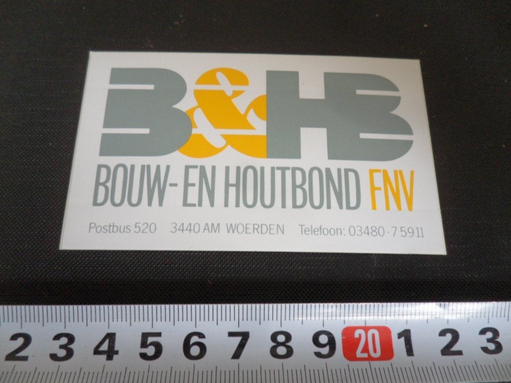 sticker Woerden B&H Bouw- en houtbond FNV, Ophalen, Zo goed als nieuw