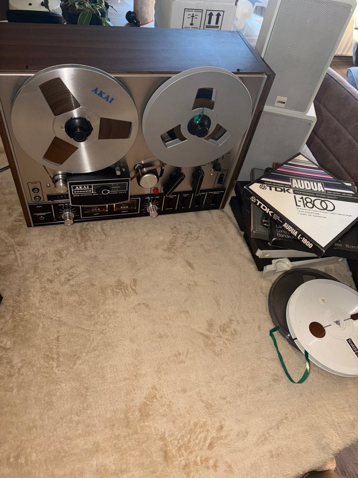 Akai 4000DS Bandrecorder met banden en accessoires, Ophalen, Bandrecorder, Met banden