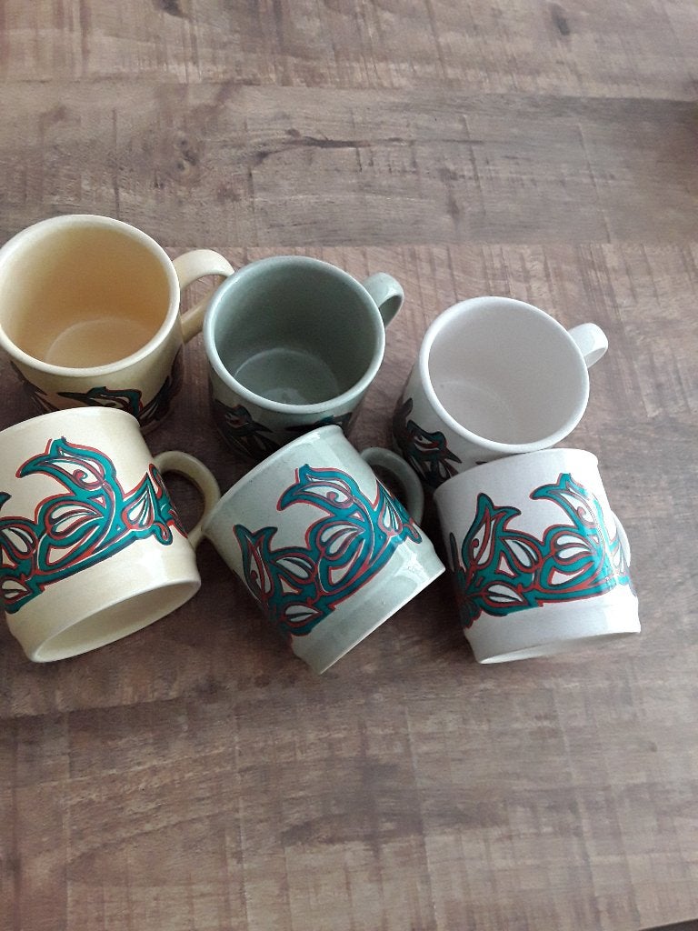 retro/vintage mokken. koffiemokken. jaren 70 mokken, Ophalen, Huis en Inrichting