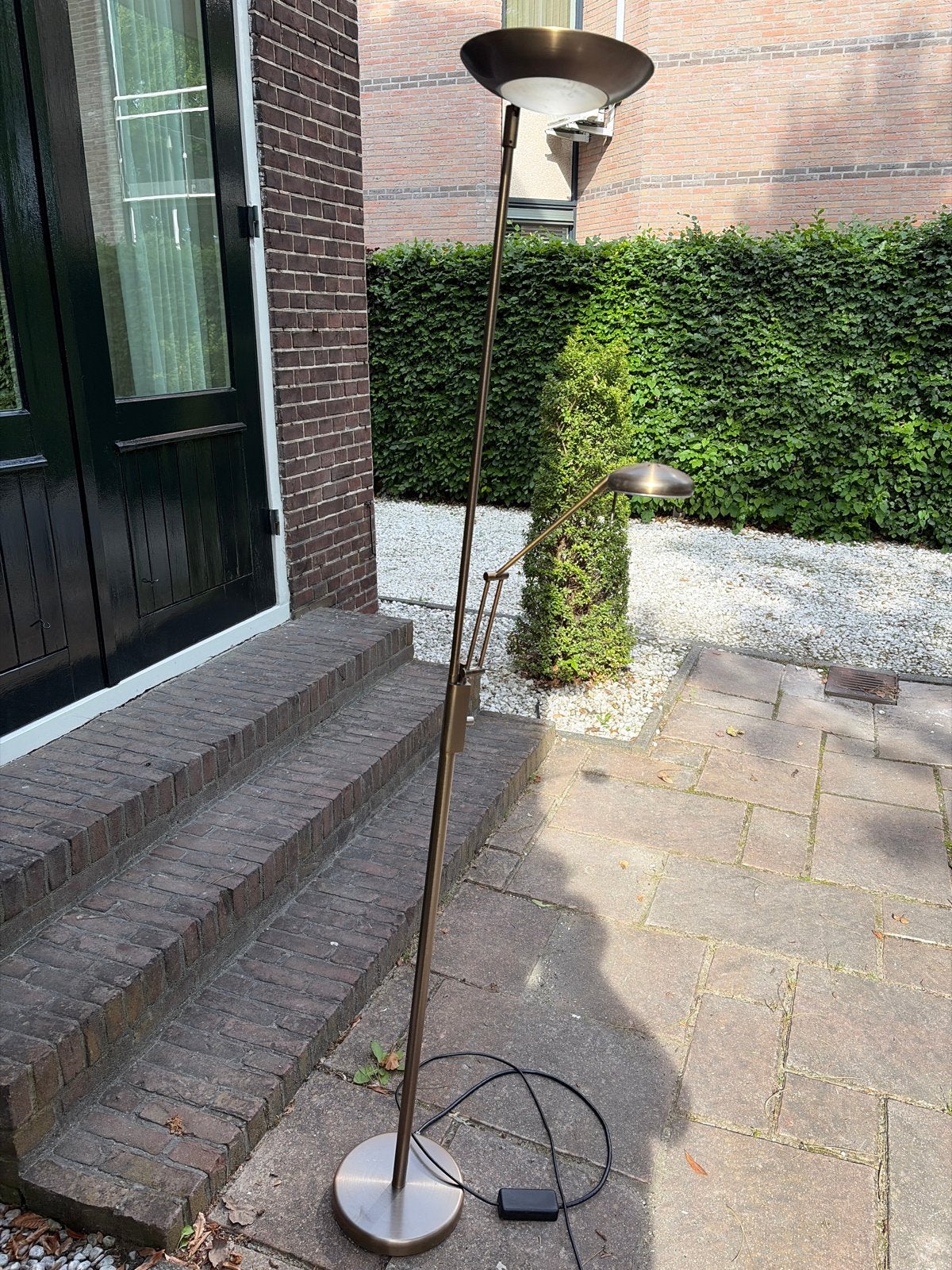 Stijlvolle bronzen vloerlamp met leeslamp, Ophalen, Gebruikt, Metaal, 150 tot 200 cm