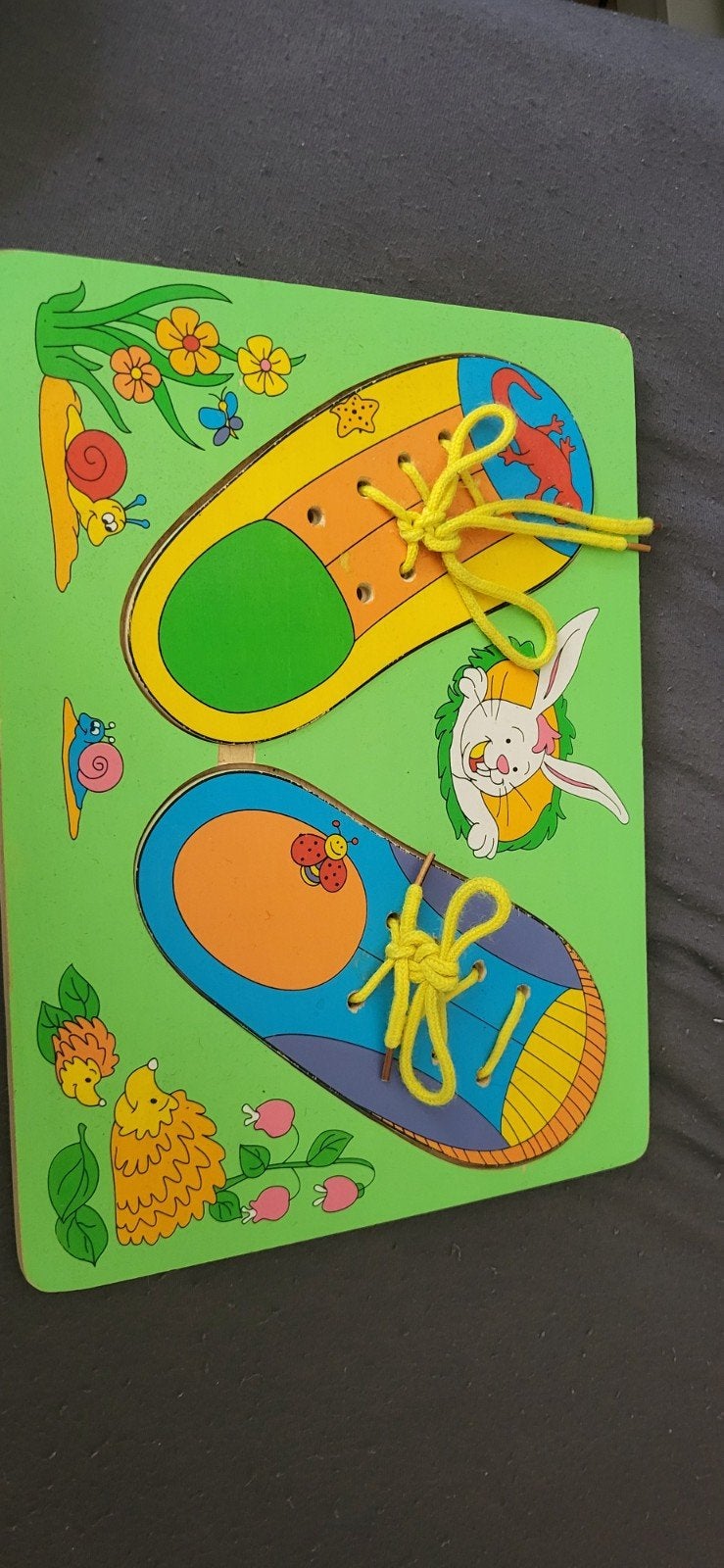 Houten veterschoen bord - Leren veterstrikken, Ophalen of Verzenden, Gebruikt, Knutselen