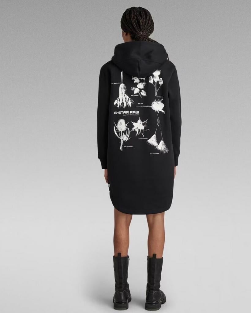 G-Star RAW Hoodie Zwart met Botanische Print Maat S, Ophalen of Verzenden, Zo goed als nieuw, Maat 36 (S), Zwart