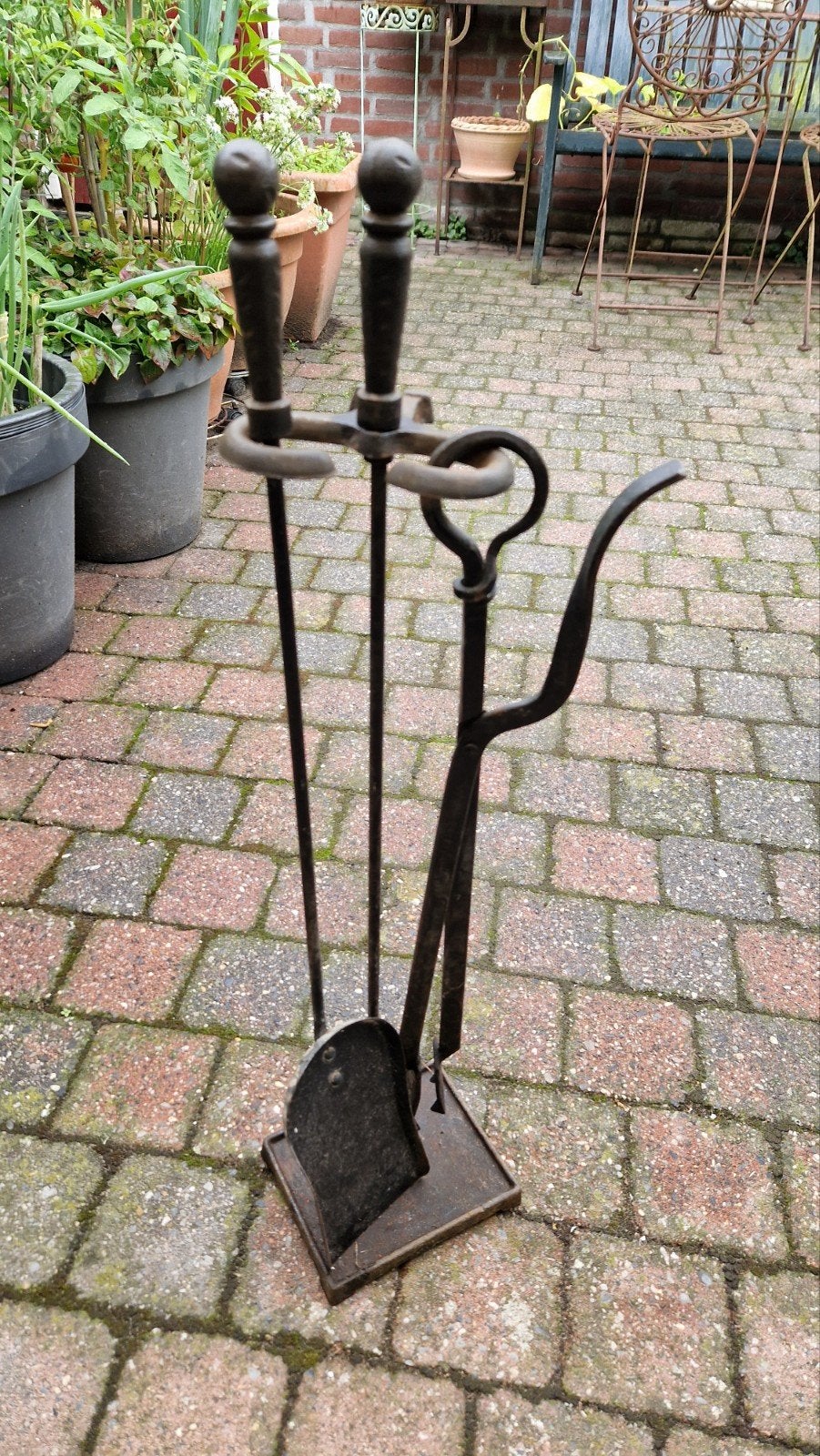 antiek Gietijzeren haardstel - 70 cm hoog, Ophalen of Verzenden, Klassiek, Metaal, Gebruikt