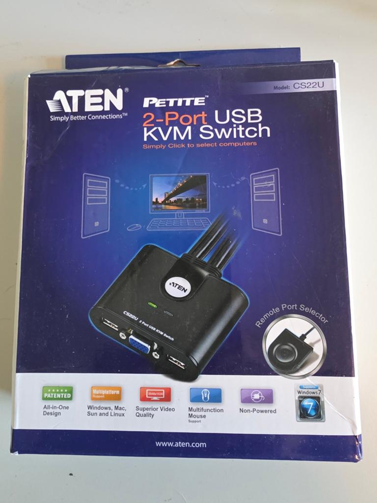 ATEN Petite 2-Poorts USB KVM Switch CS22U, Computers en Software, Overige Computers en Software, Ophalen of Verzenden