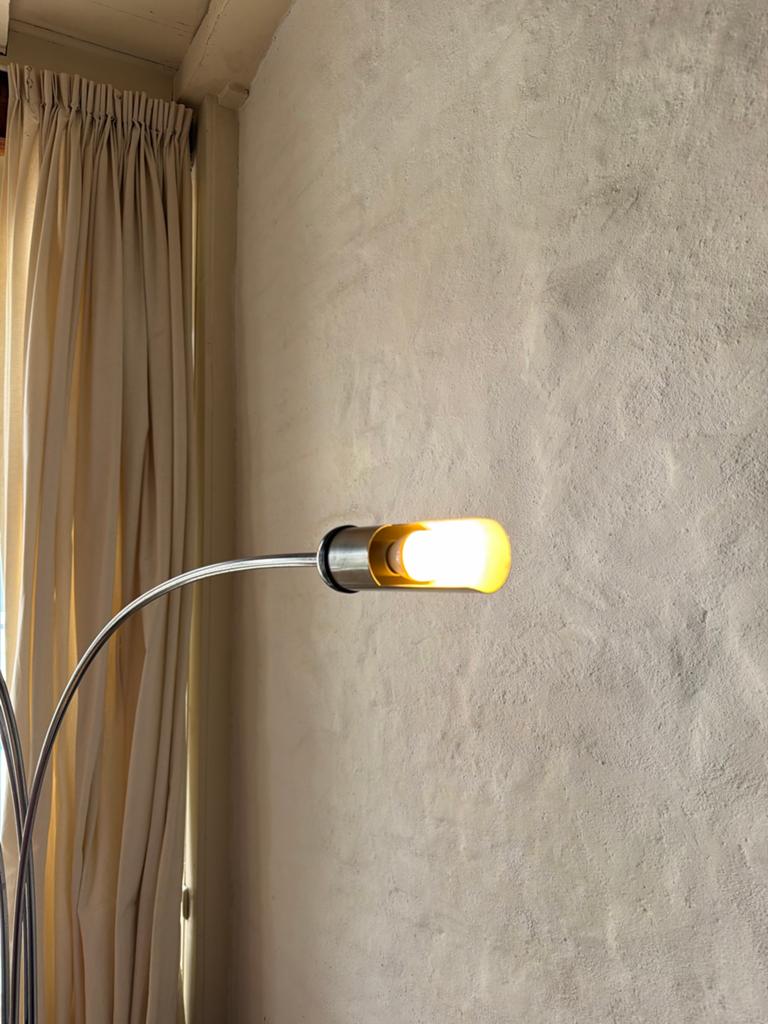Retro booglamp met 35lichtpunten en marmeren voet, Ophalen of Verzenden, Gebruikt, Metaal, 150 tot 200 cm