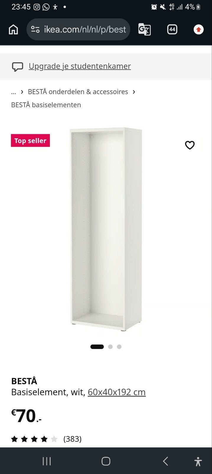 BESTÅ Basiselement wit met houten deur en 5 legplanken, 150 tot 200 cm, 25 tot 50 cm, Overige houtsoorten, Gebruikt