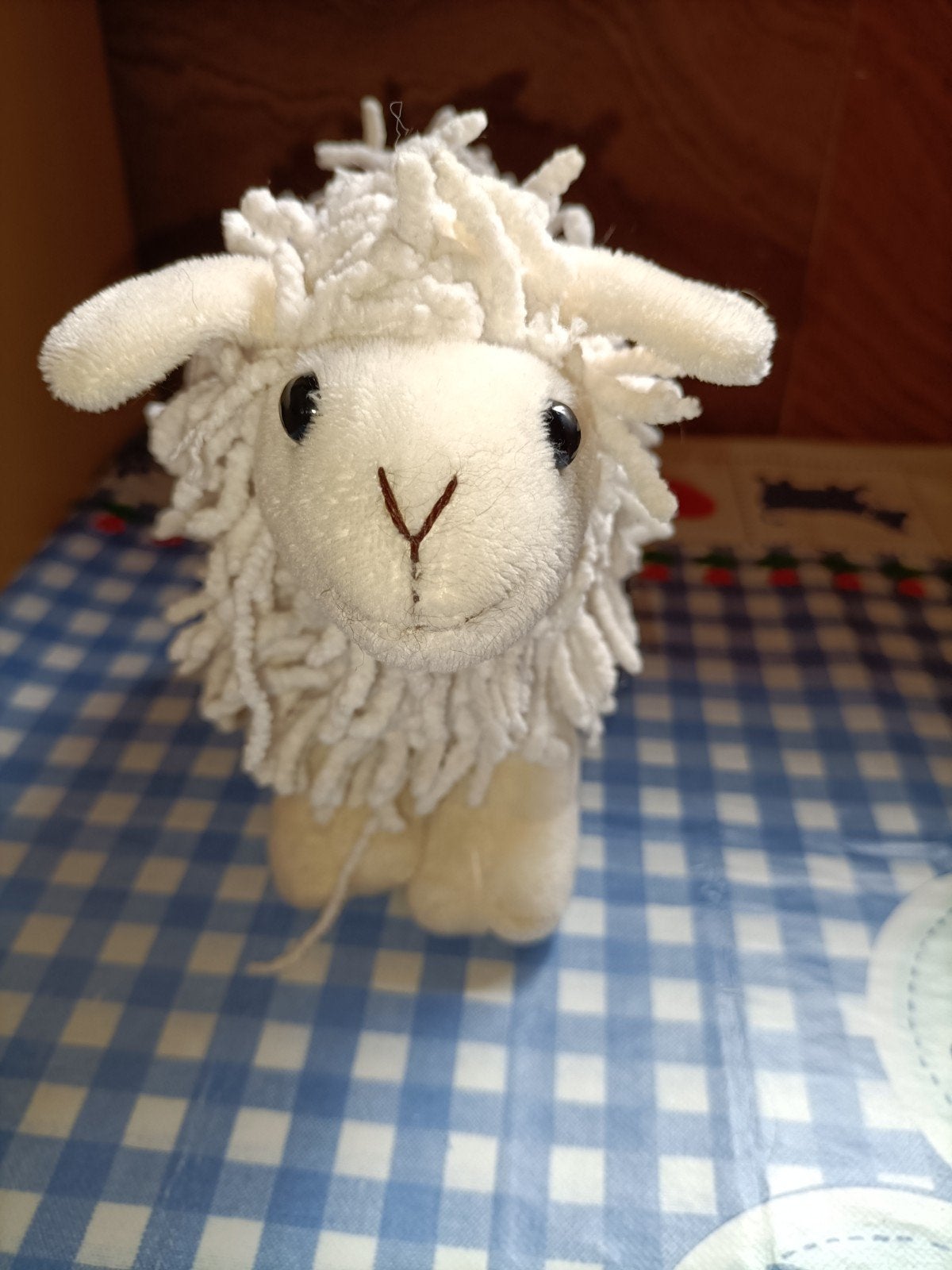 Texel schaap knuffel wit met slierten 20 cm groot, Ophalen of Verzenden, Zo goed als nieuw, Overige typen