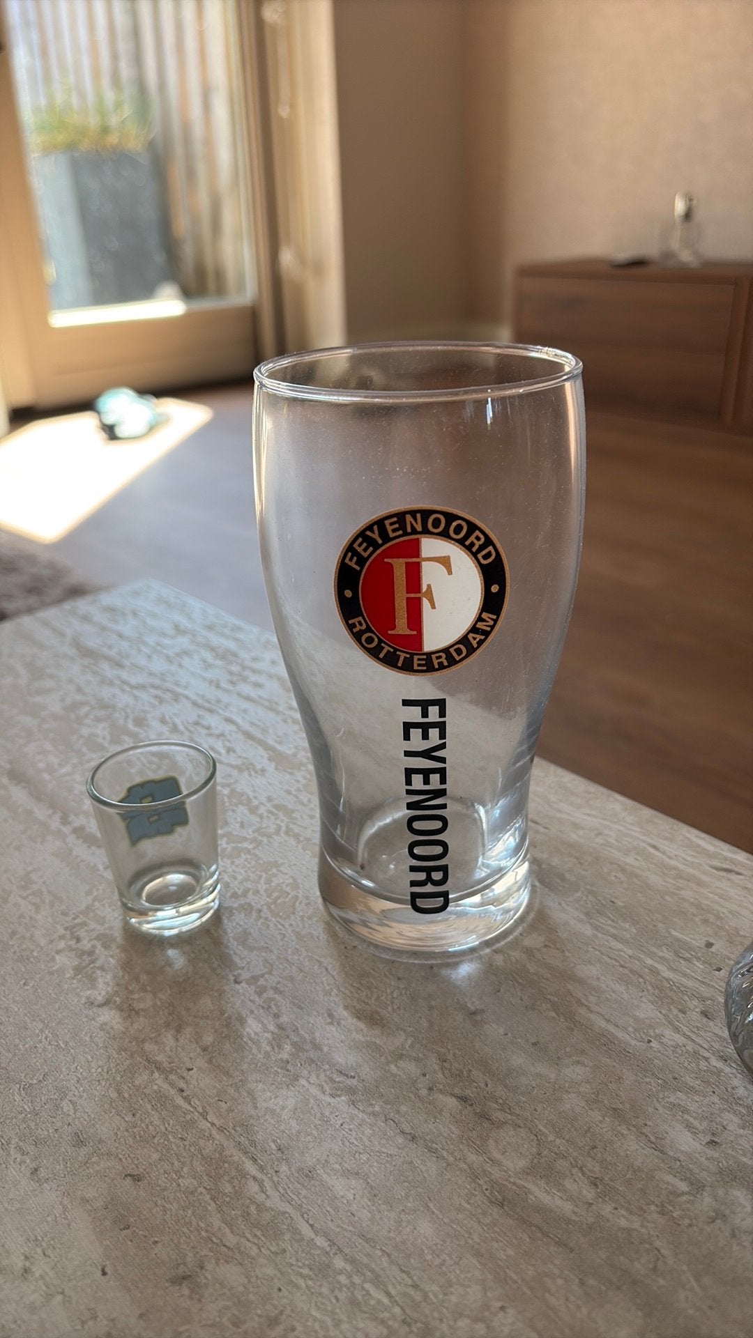 Feyenoord bierglas, Verzamelen, Glas en Borrelglaasjes, Ophalen, Zo goed als nieuw, Bierglas