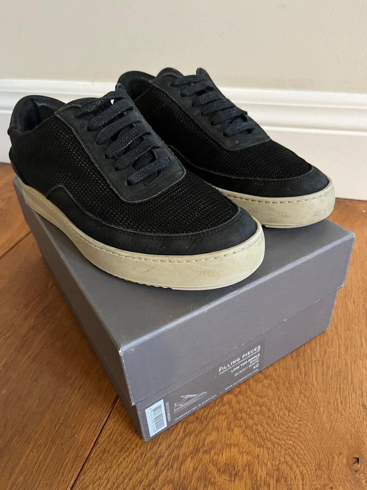 Filling Pieces Low Top Ripple Nappa Sneakers Zwart Maat 40, Filling Pieces, Zwart, Ophalen of Verzenden, Sneakers of Gympen