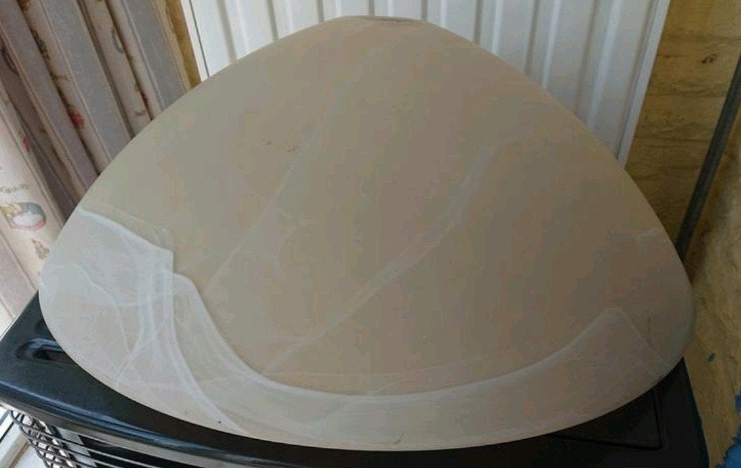 Gevlamde/gemarmerde crème lampenkap, zgan, Huis en Inrichting, Overige typen, Rond, Zo goed als nieuw, Glas