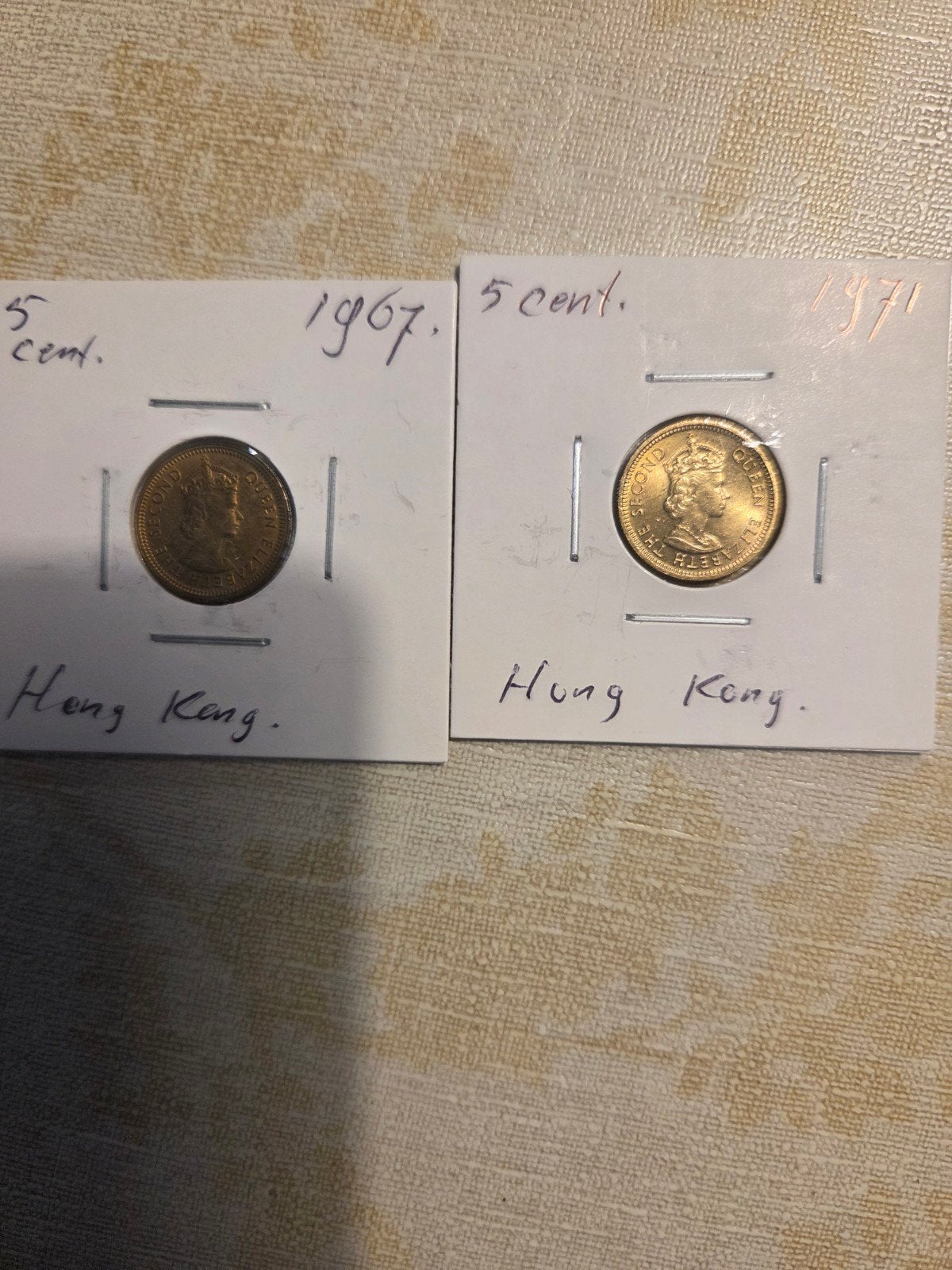 Hong Kong 5 Cent munten 1967 en 1971 - Koningin Elizabeth II, Ophalen of Verzenden, Oost-Azië, Setje