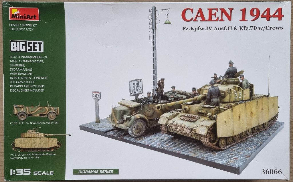 MiniArt 36066 Big Set 1:35 WWII Caen 1944 Panzer IV & Kfz.70, Ophalen of Verzenden, Nieuw, 1:35 tot 1:50, Diorama
