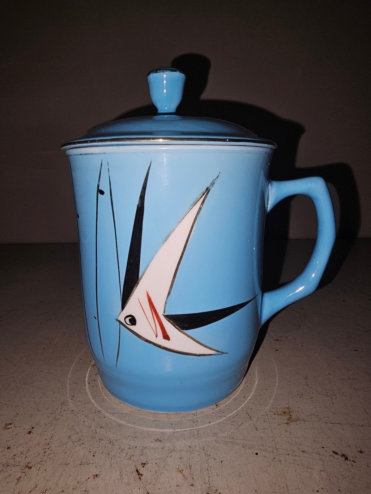 Vintage Chinese theebeker met deksel - Made in China, Ophalen of Verzenden