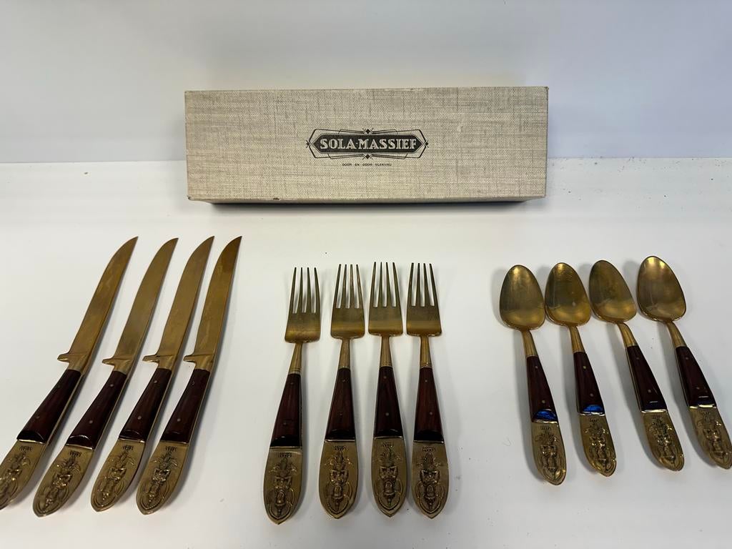 Vintage Sola Massief Bestekset - 12-delig, Antiek en Kunst, Antiek | Bestek, Ophalen