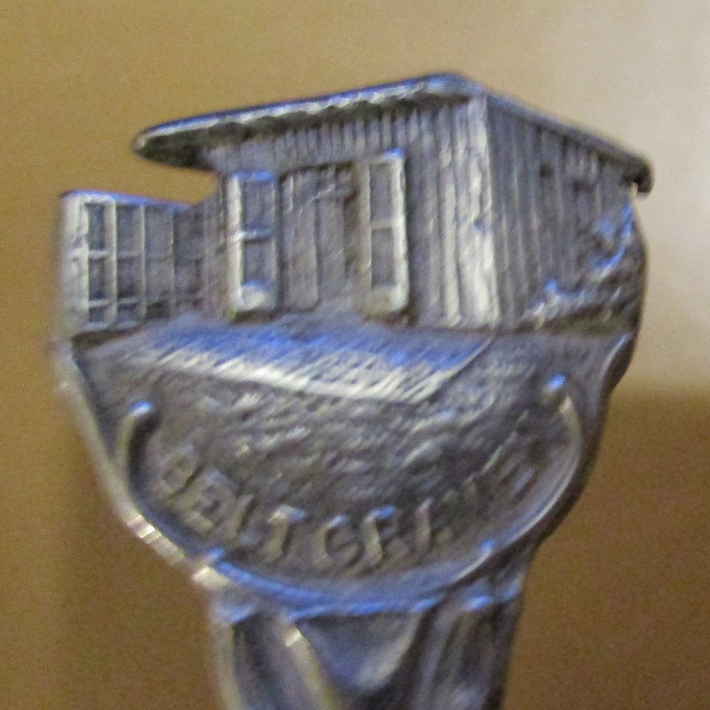 Beltgraven theelepeltje vintage vakantiehuisje bungalow, Ophalen of Verzenden, Metaal, Bestek
