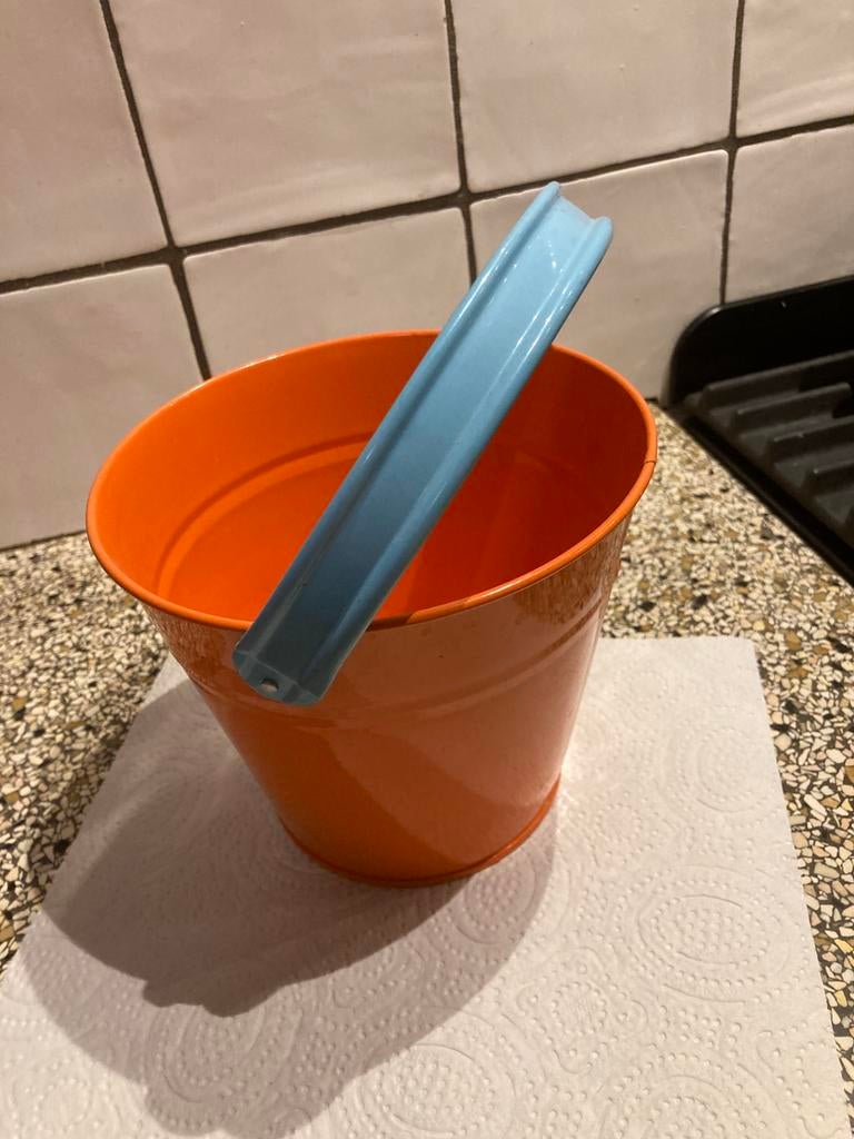 Metalen emmertje, Huis en Inrichting, Emmers, Ophalen of Verzenden, Zo goed als nieuw, RVS