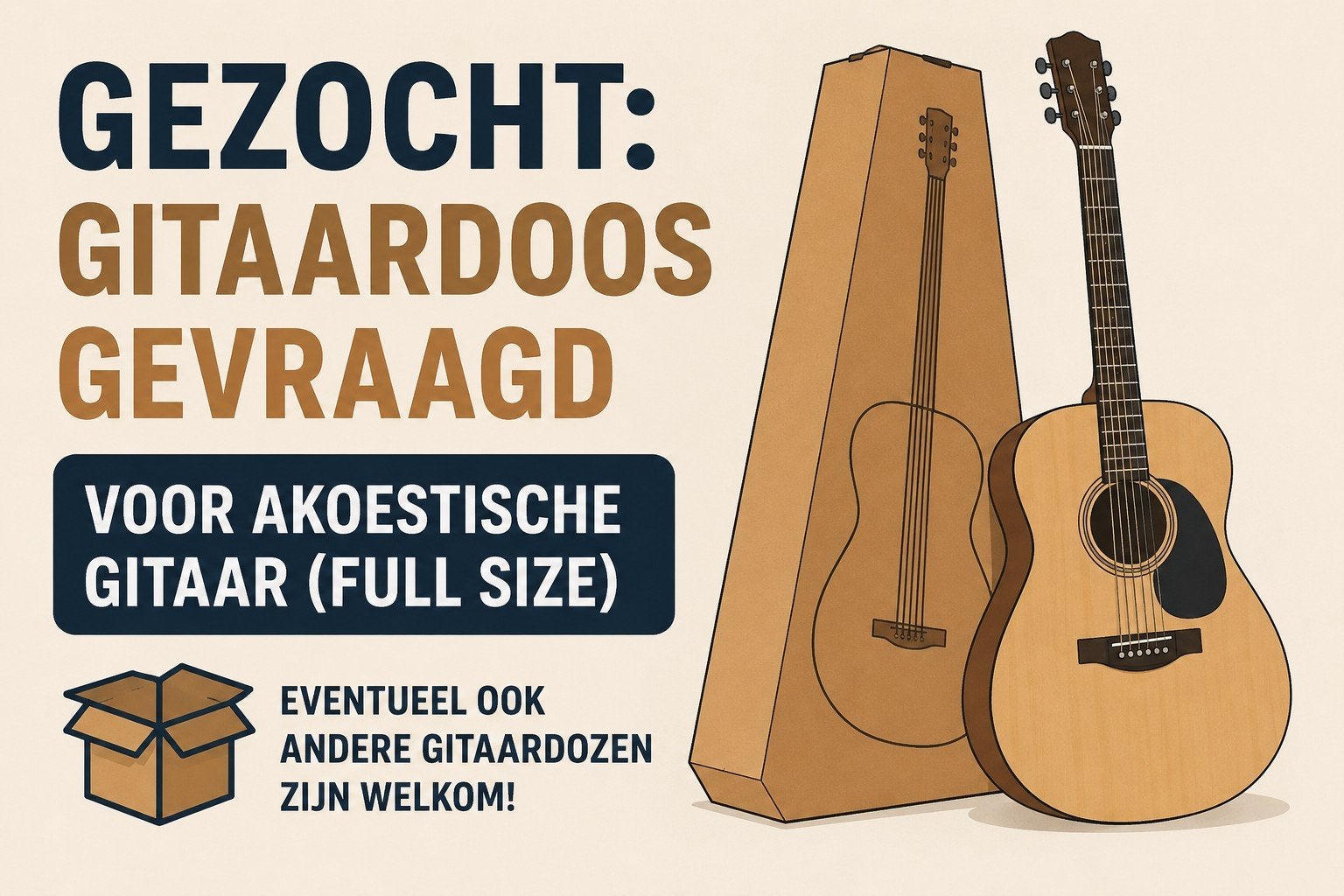 Gezocht: Gitaardoos voor full-size akoestische gitaar, Muziek en Instrumenten, Snaarinstrumenten | Gitaren | Akoestisch, Ophalen of Verzenden
