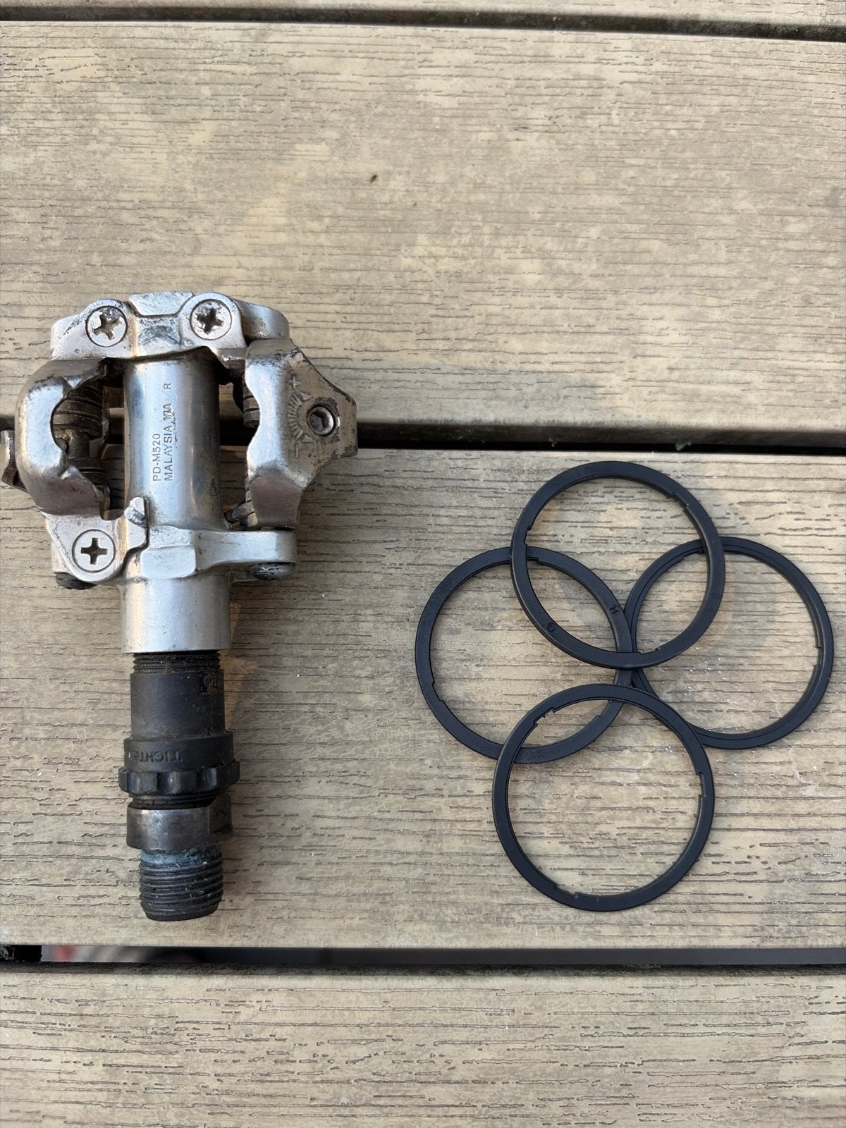 Shimano PD-M520 SPD pedaal rechts - Gebruikt, Fietsen en Brommers, Fietsonderdelen, Crankstel of Pedalen, Gebruikt, Ophalen of Verzenden